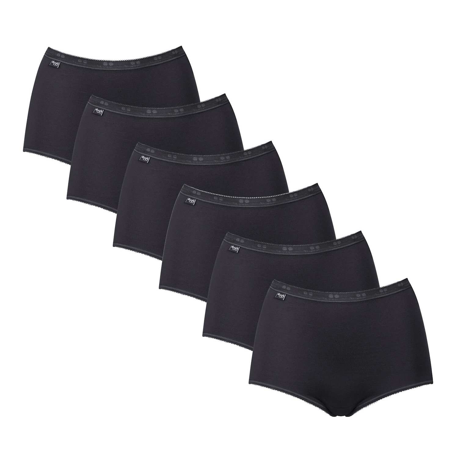 Sloggi Women's 6 pk Cotton Rich High Waisted Full Briefs - 14 - Black - Available at M&S