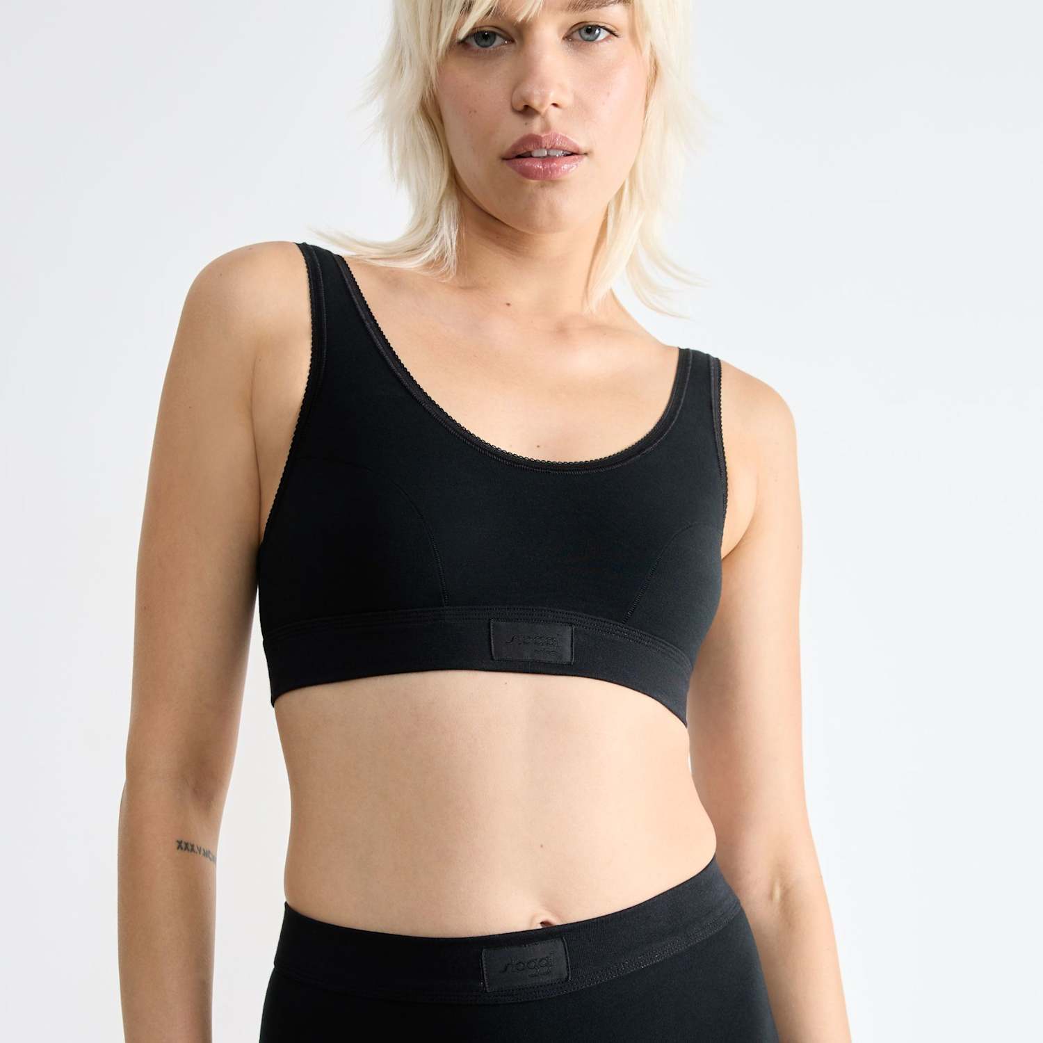 Sloggi Women's Double Comfort Cotton Rich Non- Wired Crop Top - 30 - Black - Available at M&S
