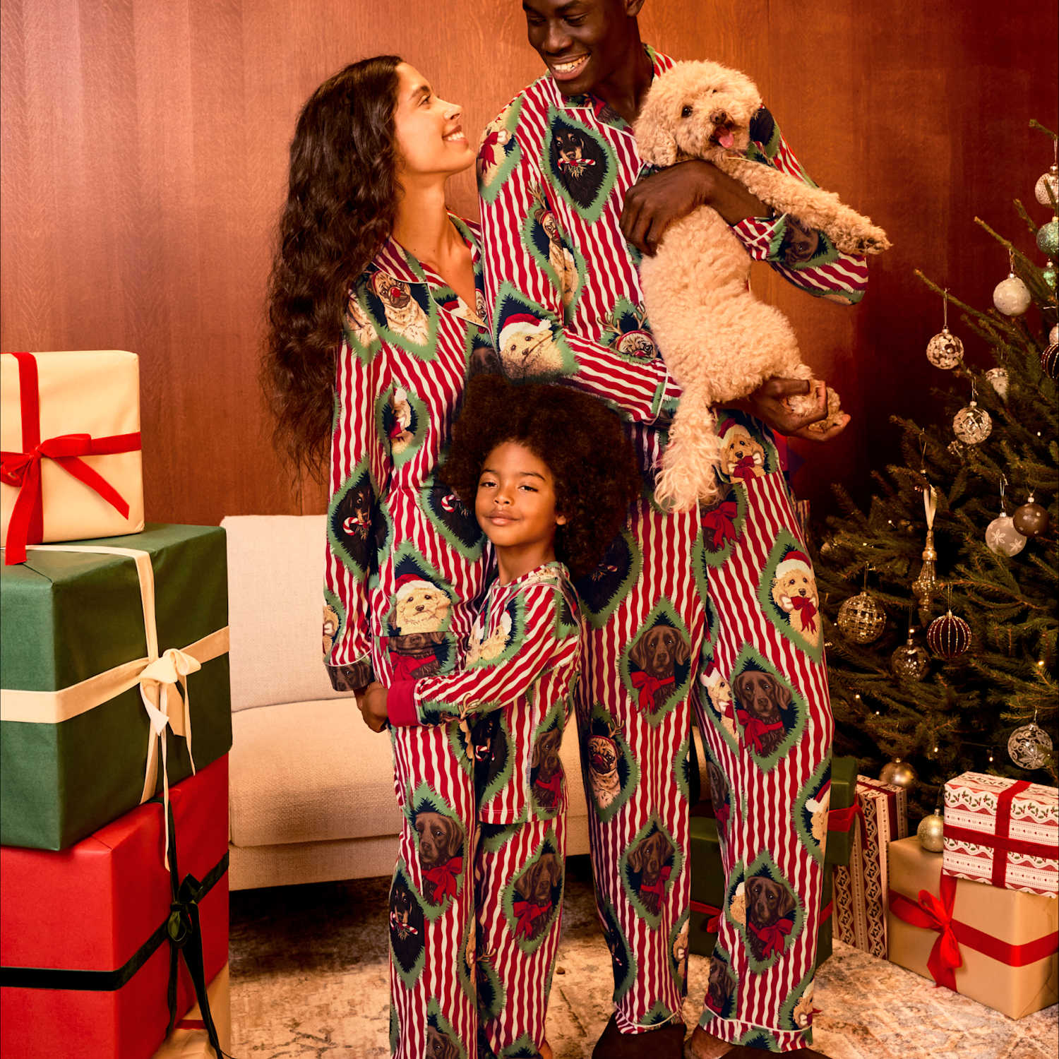 Chelsea Peers Men's Family Christmas Dog Print Pyjama Set - S - Red Mix - Available at M&S