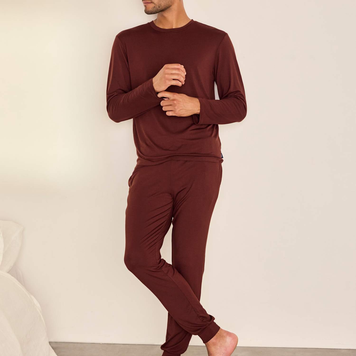 Chelsea Peers Men's Longer Length Modal Rich Pyjama Set - L - Burgundy - Available at M&S