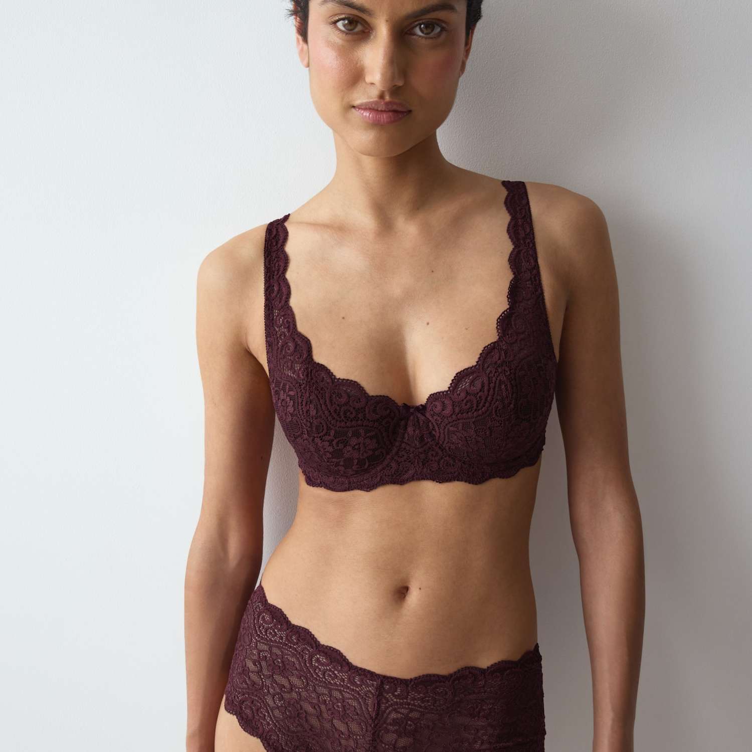 Triumph Women's Amourette Lace WHP Wired Half Padded Bra A-E - 32D - Burgundy - Available at M&S