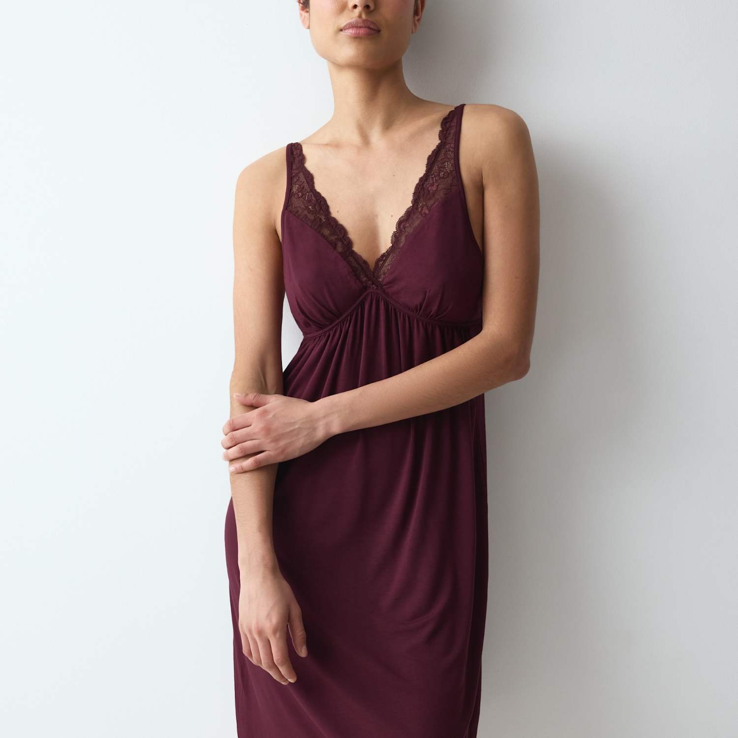 Triumph Women's Amourette Modal Lace Trim Chemise - 10 - Burgundy - Available at M&S