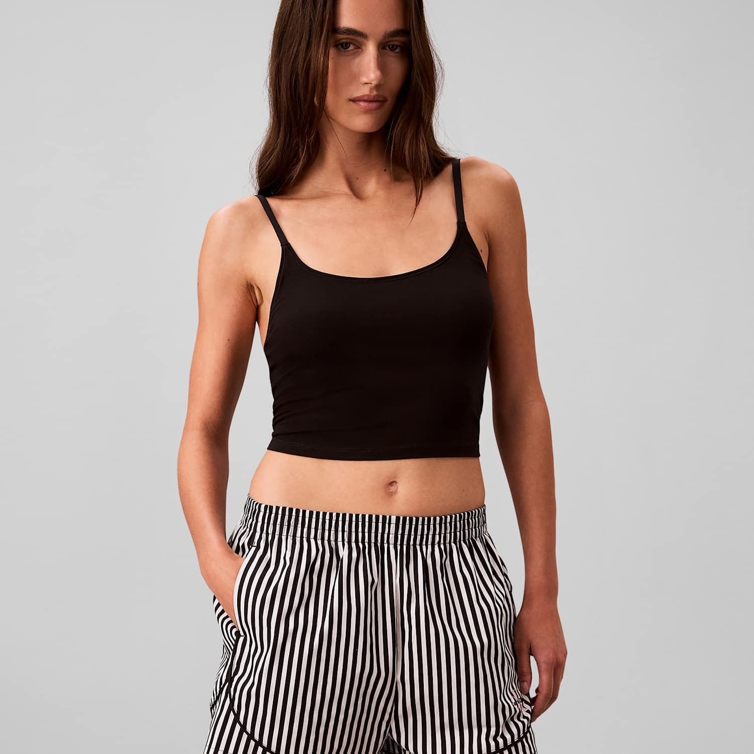Calvin Klein Women's Pure Cotton Poplin Striped Pyjama Shorts - Large - Black Mix - Available at M&S