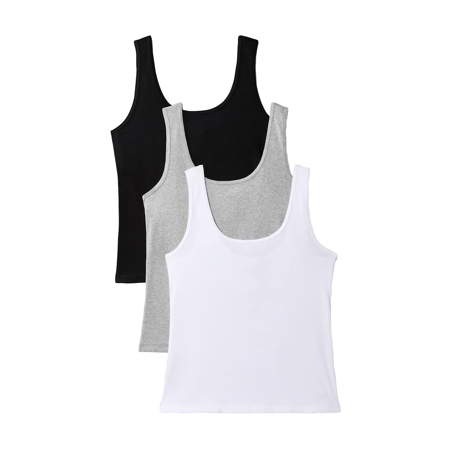 Calvin Klein Women's 3 Pack Pure Cotton Ribbed Scoop Neck Vests - Small - Multi - Available at M&S