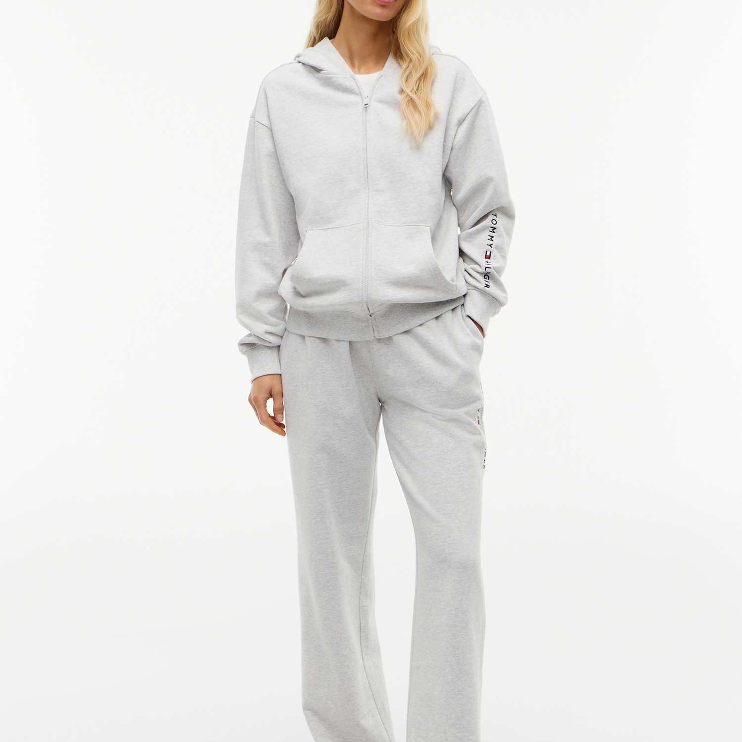 Tommy Hilfiger Women's Essential Pure Cotton Zip Up Hoodie - Small - Grey Marl - Available at M&S