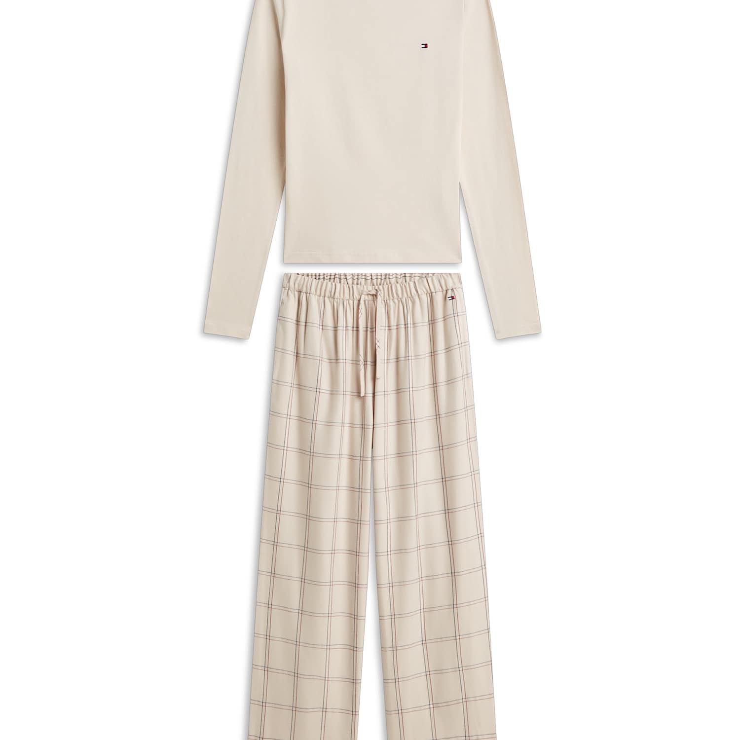 Tommy Hilfiger Women's Flannel Printed Pyjama Set - Small - Cream Mix - Available at M&S