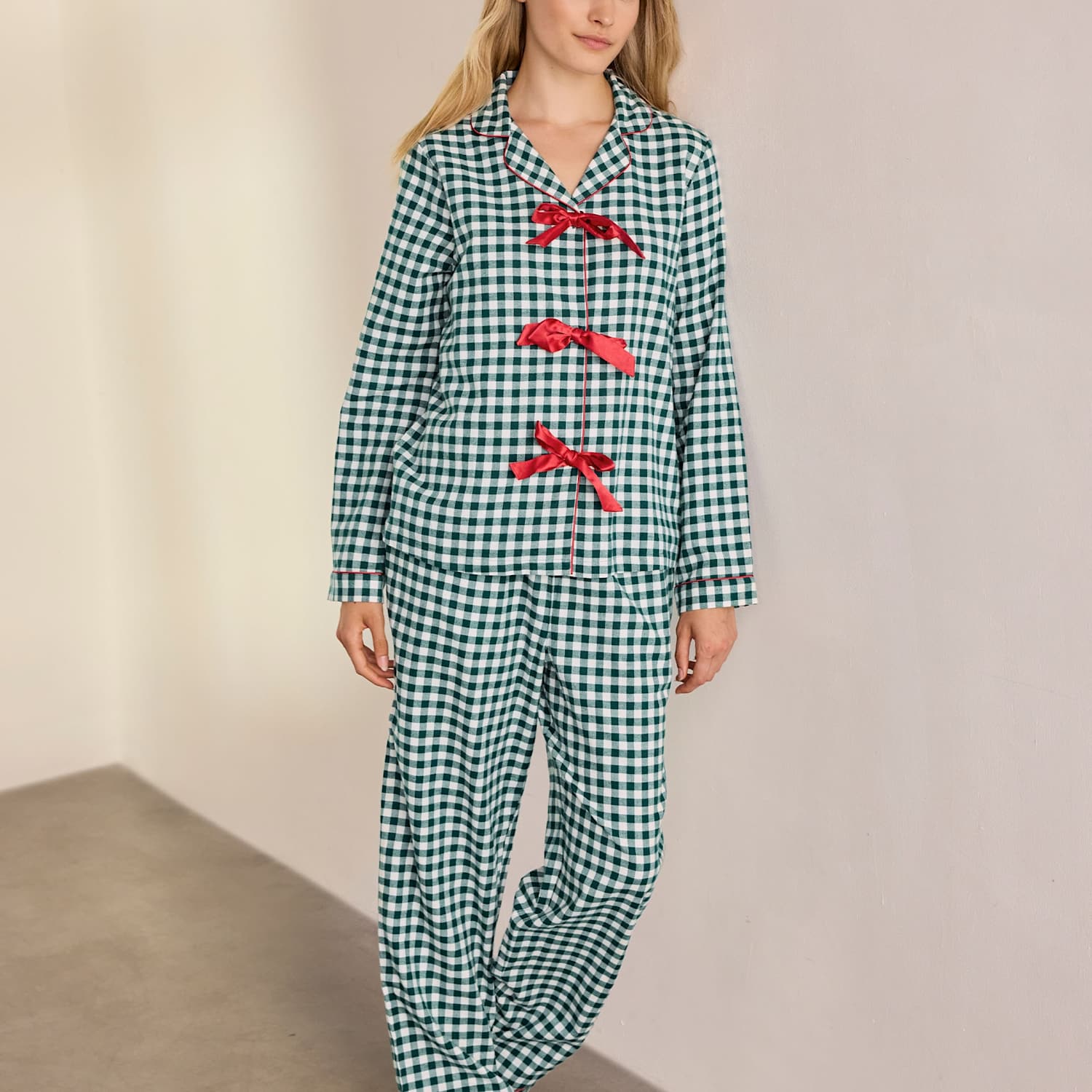 Chelsea Peers Women's Pure Cotton Long Pyjama Set - 12 - Green Mix - Available at M&S