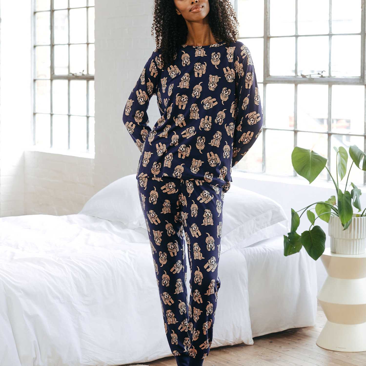 Chelsea Peers Women's Cockapoo Print Pyjama Set - 12 - Navy Mix - Available at M&S