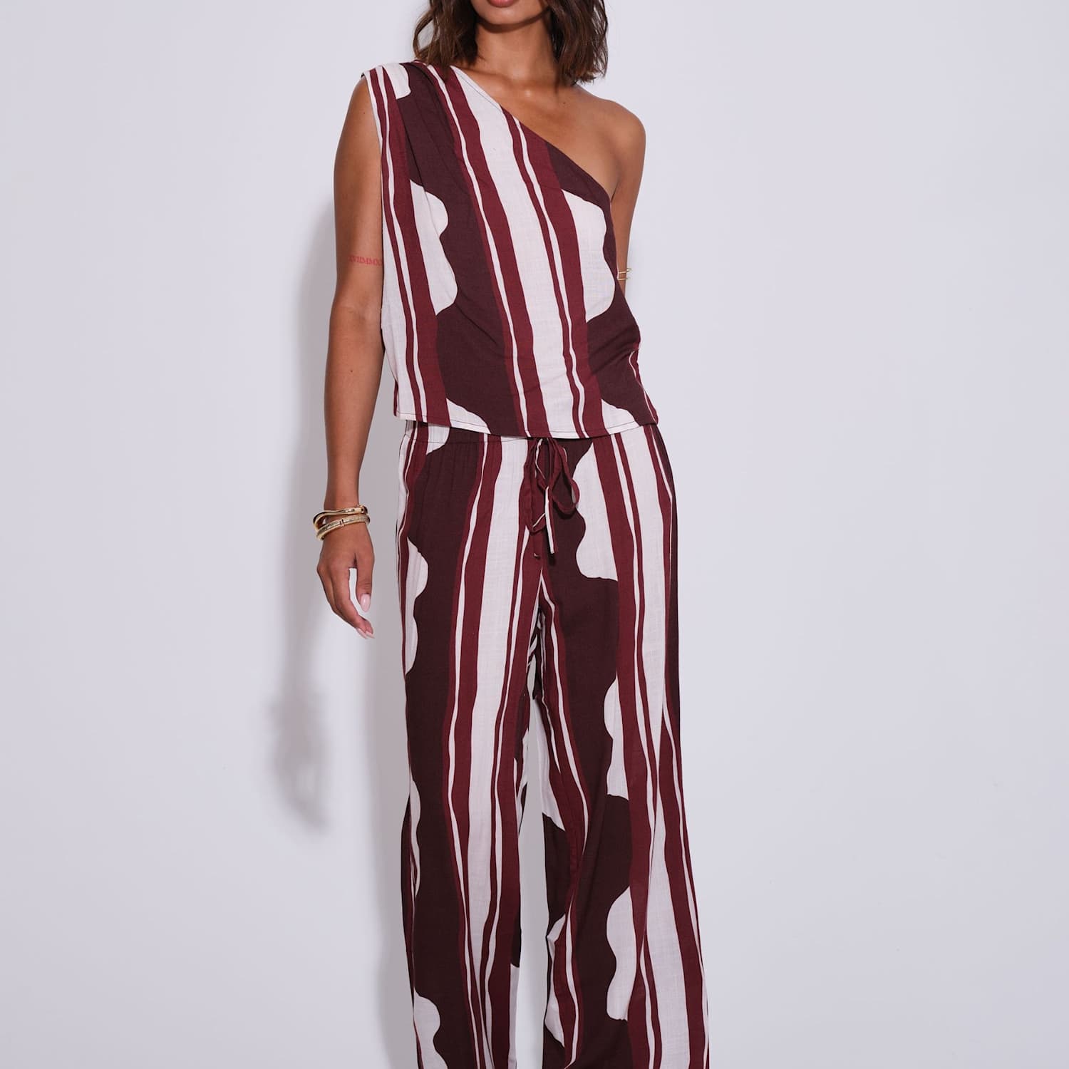 South Beach Women's Striped One Shoulder Cami Top - 8 - Multi - Available at M&S