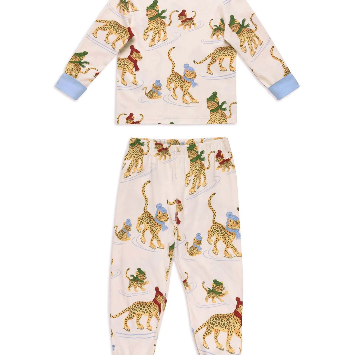 Chelsea Peers Kids Family Christmas Skating Leopard Print Pyjama Set (6-16 Yrs) - 3-4 Years - Cream Mix - Available at M&S