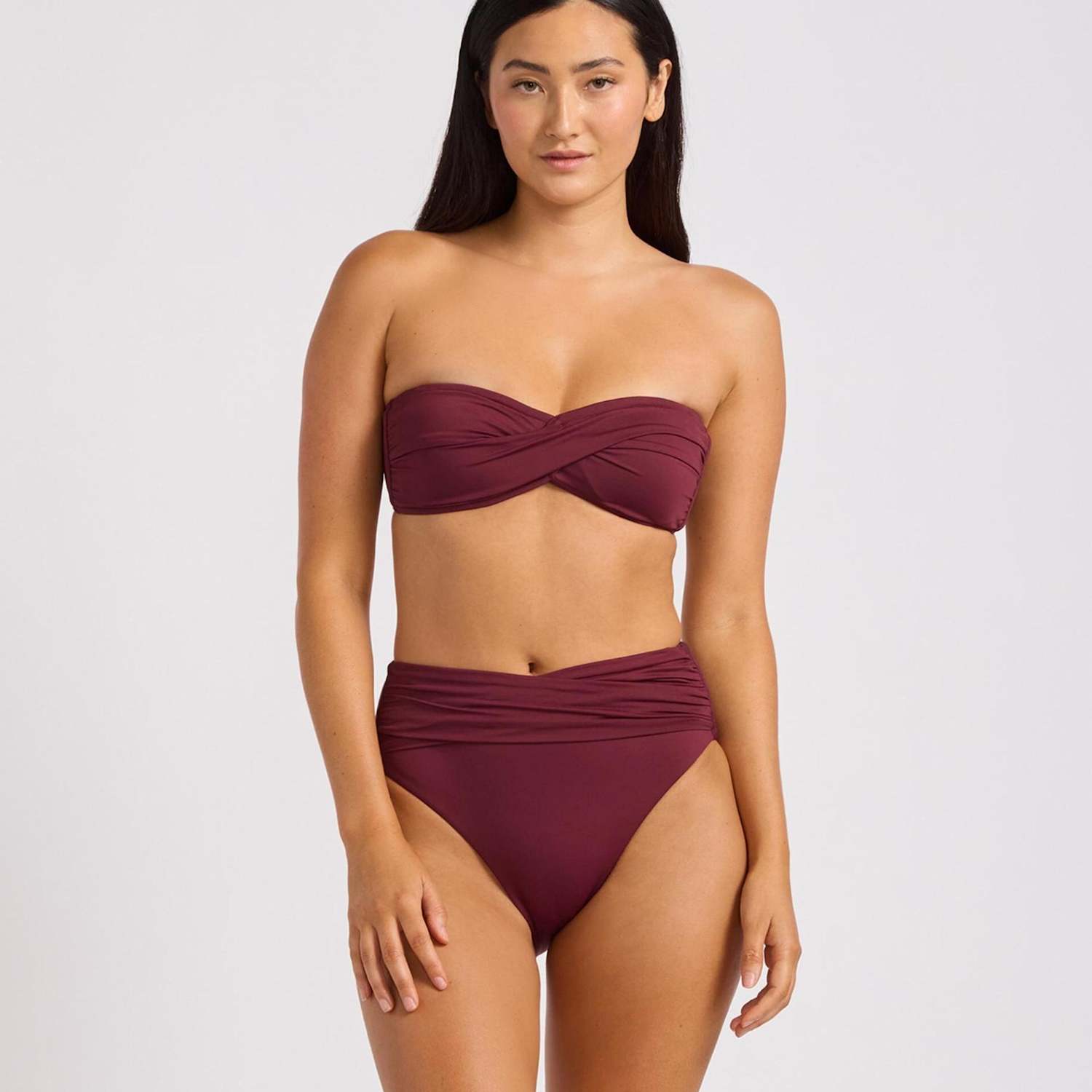 Seafolly Women's Collective Wired Twist Front Bandeau Bikini Top - 16 - Burgundy - Available at M&S