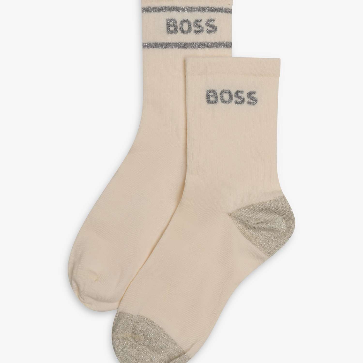 Boss Women's 2 Pack Cotton Rich Glitter Ankle High Socks - 4-8 - White - Available at M&S
