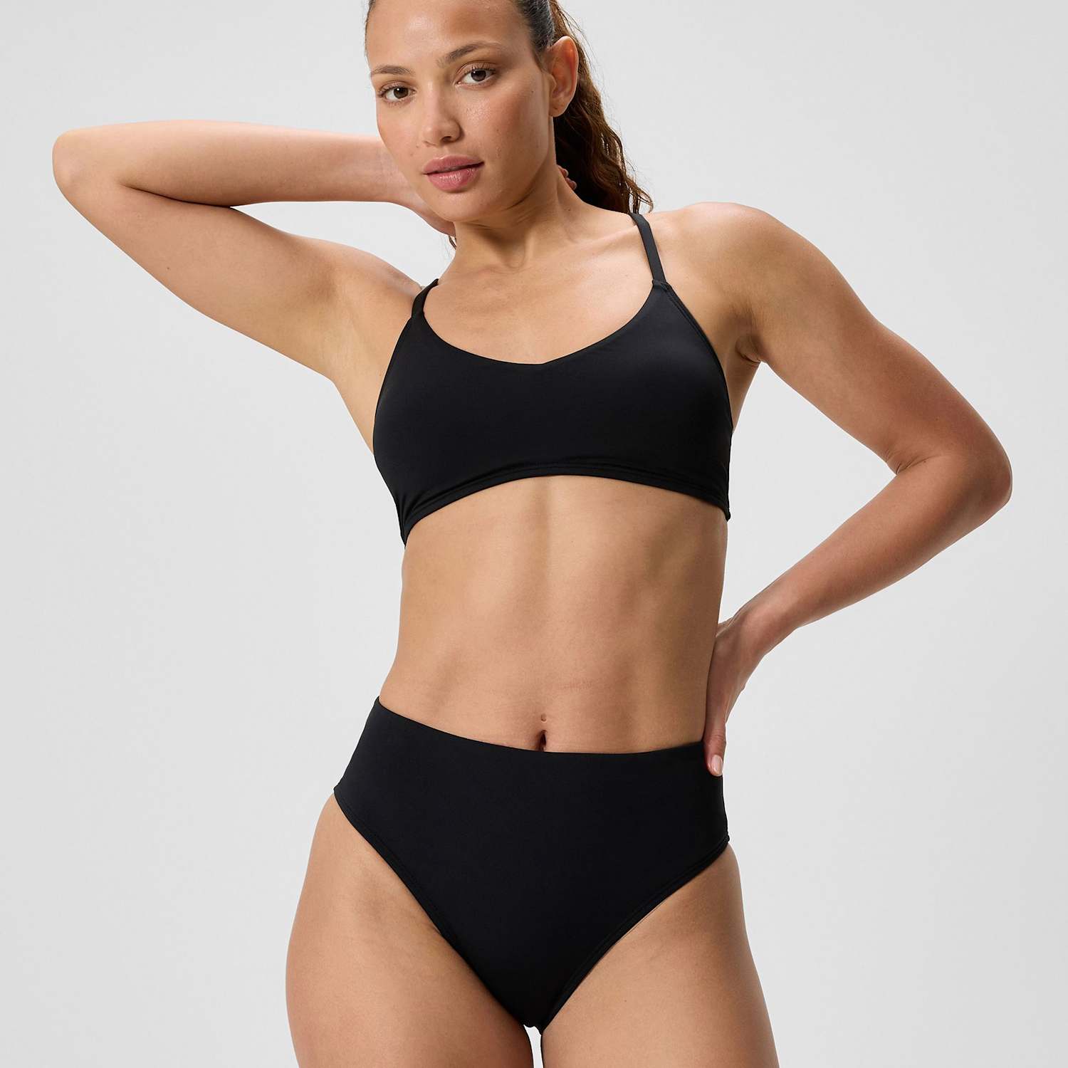 Speedo Women's Solid High Waisted Bikini Bottoms - XX Large - Black - Available at M&S