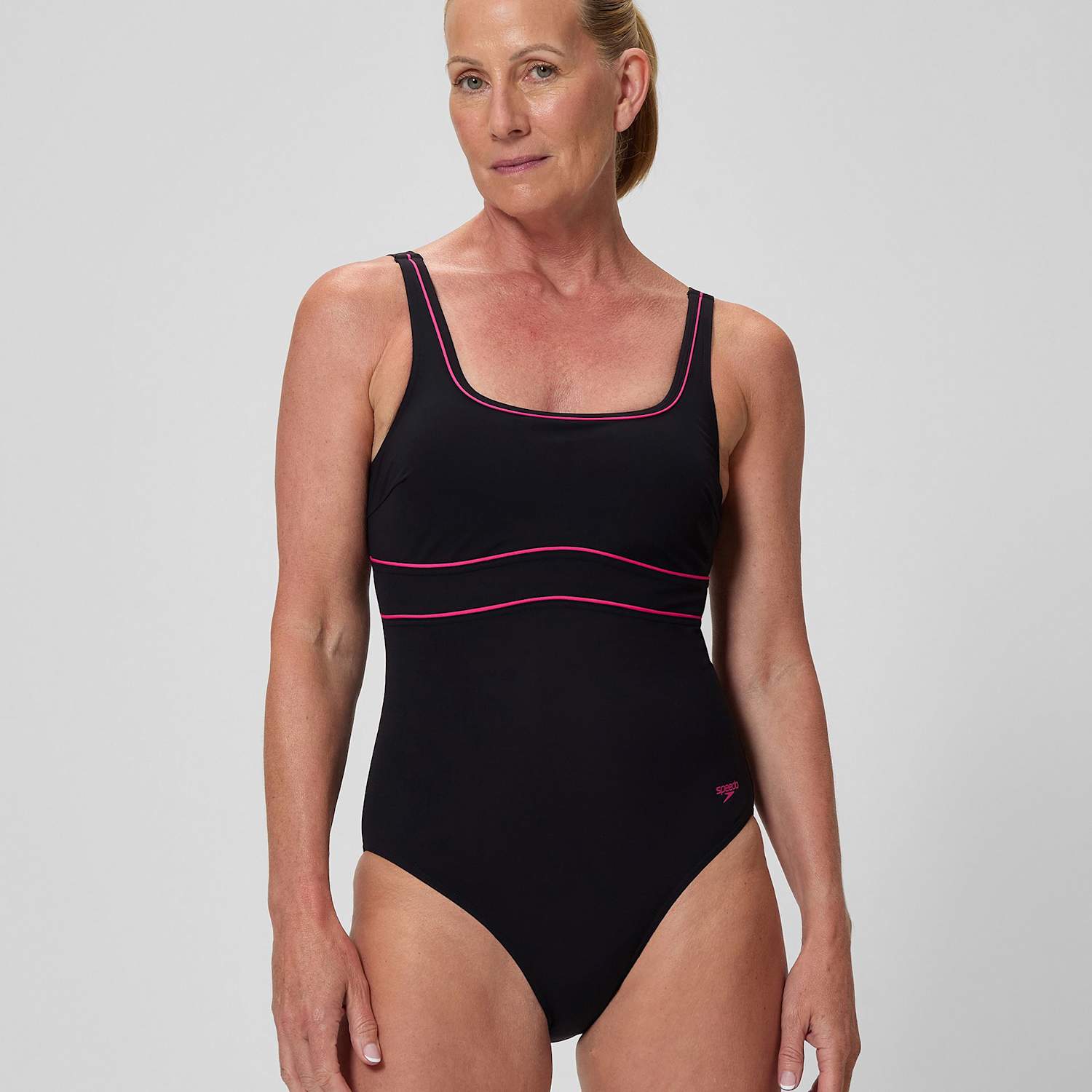 Women's Speedo Solid Contour Eclipse One Piece - 8 - Black Mix - Available at M&S