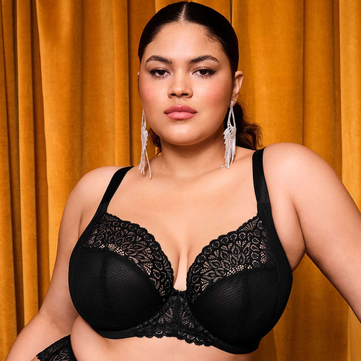 Elomi Women's Tiernie Lace Wired Plunge Bra (DD-K) - 42G - Black - Available at M&S