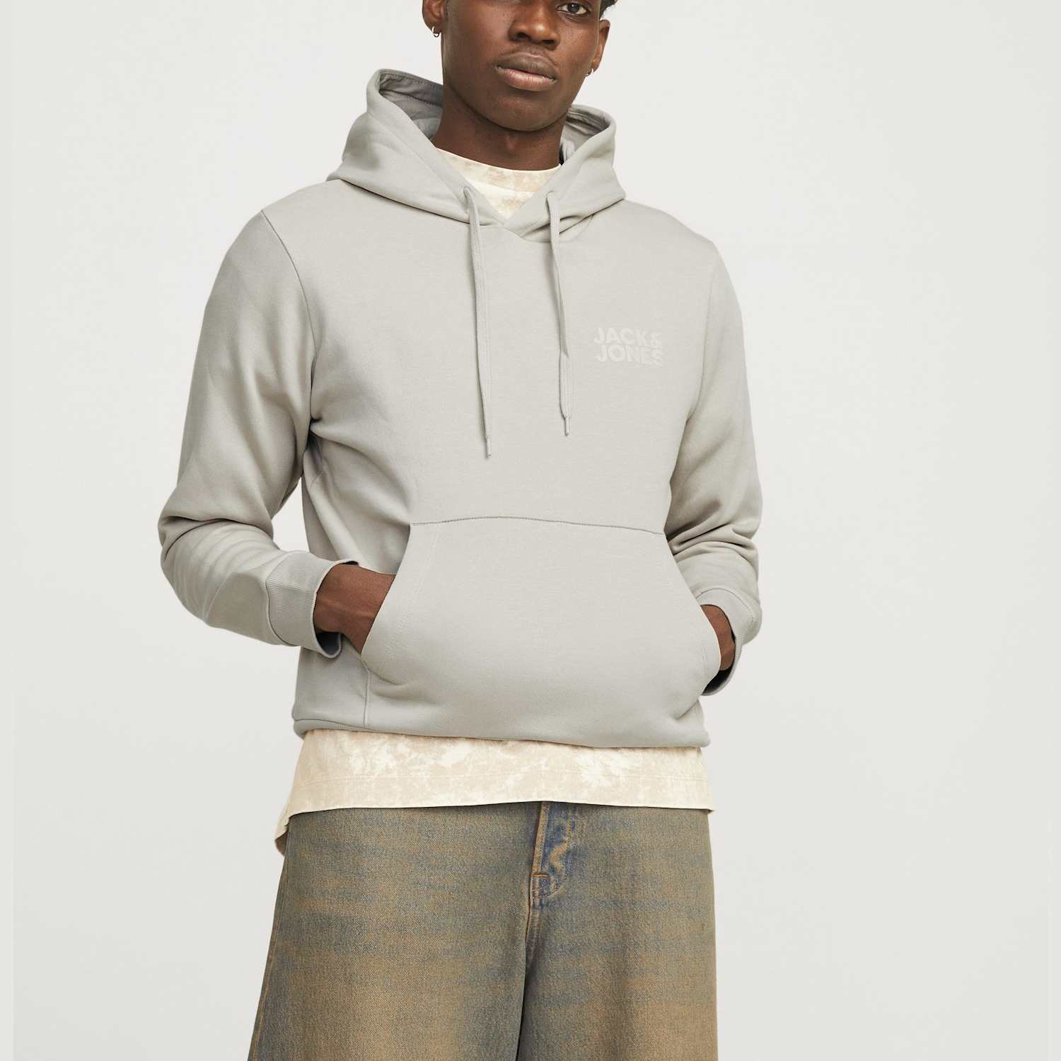 Jack & Jones Men's Cotton Rich Hoodie - L - Stone - Available at M&S