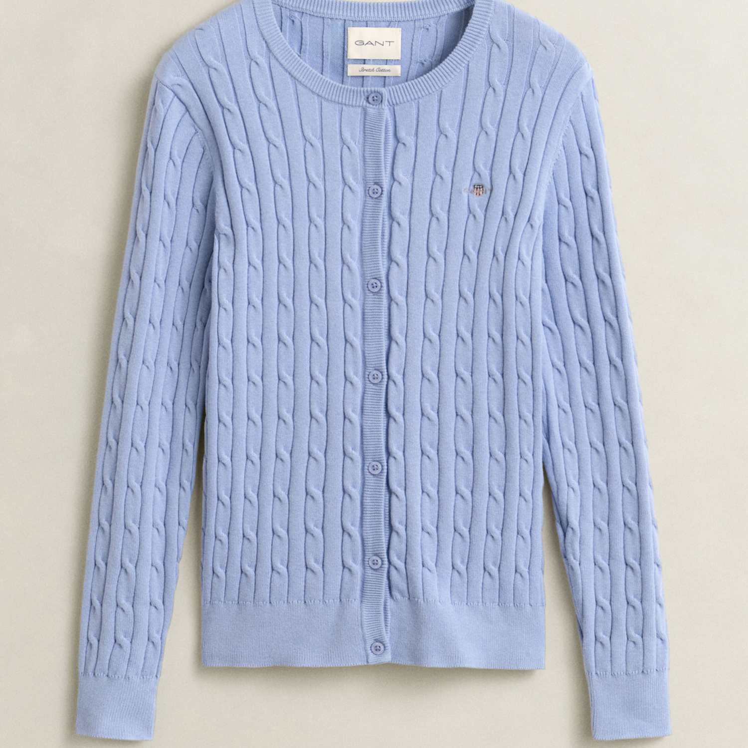 Gant Women's Cotton Rich Cable Knit Cardigan - Large - Grey - Available at M&S