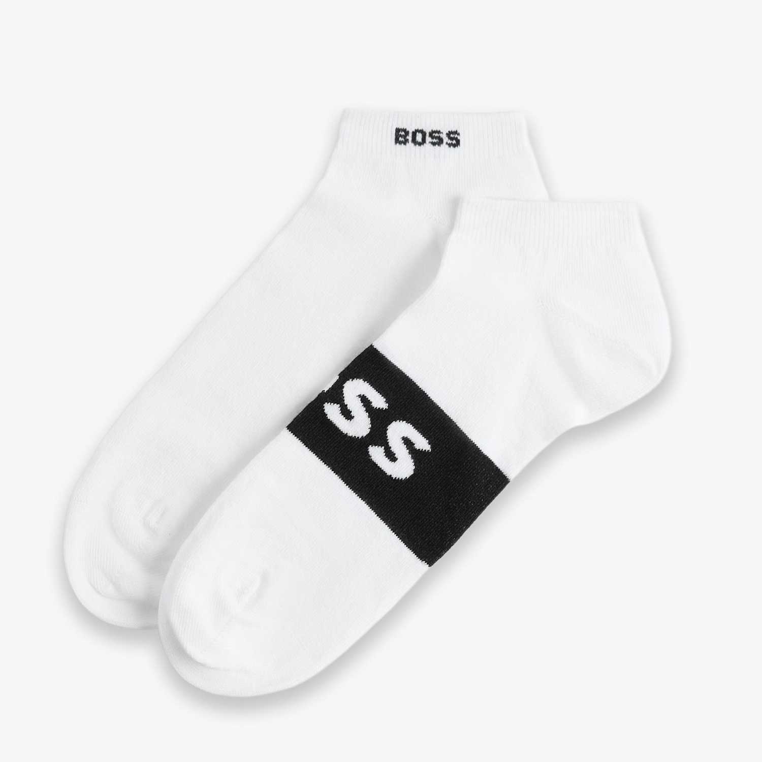 Boss Men's 2 Pack Logo Cotton Rich Trainer Socks - 5½ -8 - White Mix - Available at M&S