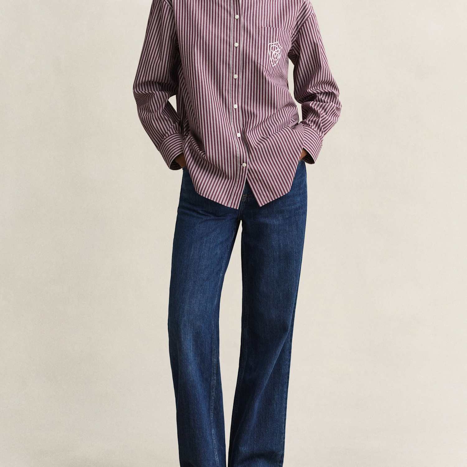 Gant Women's Pure Cotton Striped Button Through Shirt - 14 - Red Mix - Available at M&S