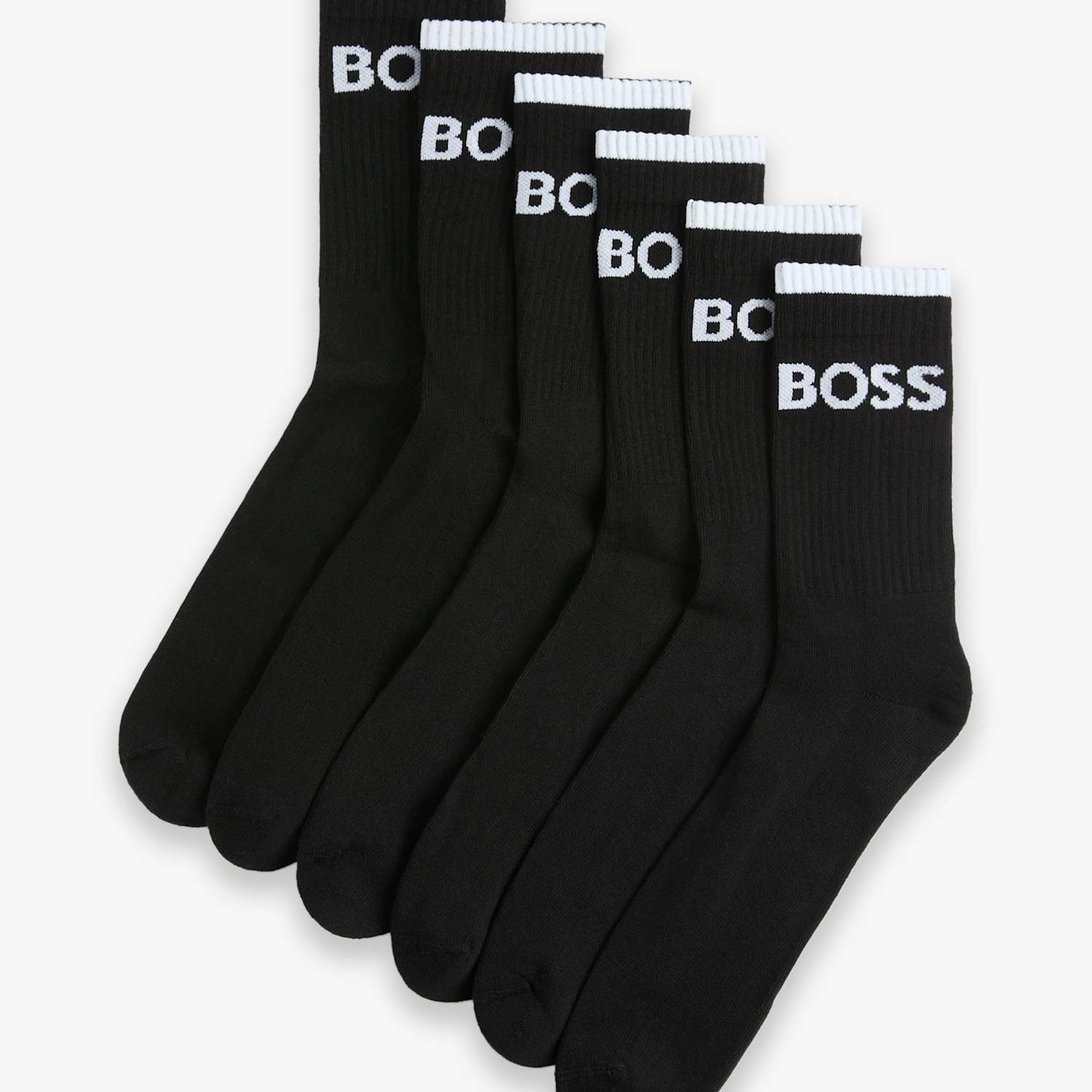 Boss Men's 6 Pack Stripe Cotton Rich Ankle Socks - 9-11 - Black - Available at M&S