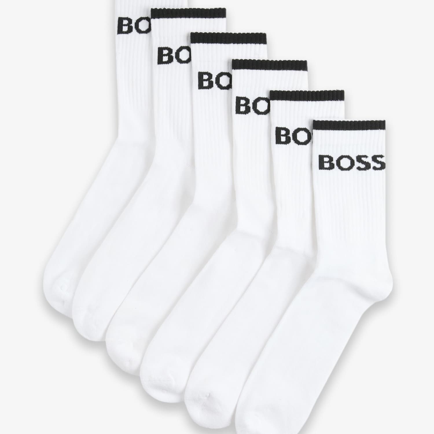 Boss Men's 6 Pack Stripe Cotton Rich Ankle Socks - 5½ -8 - White - Available at M&S