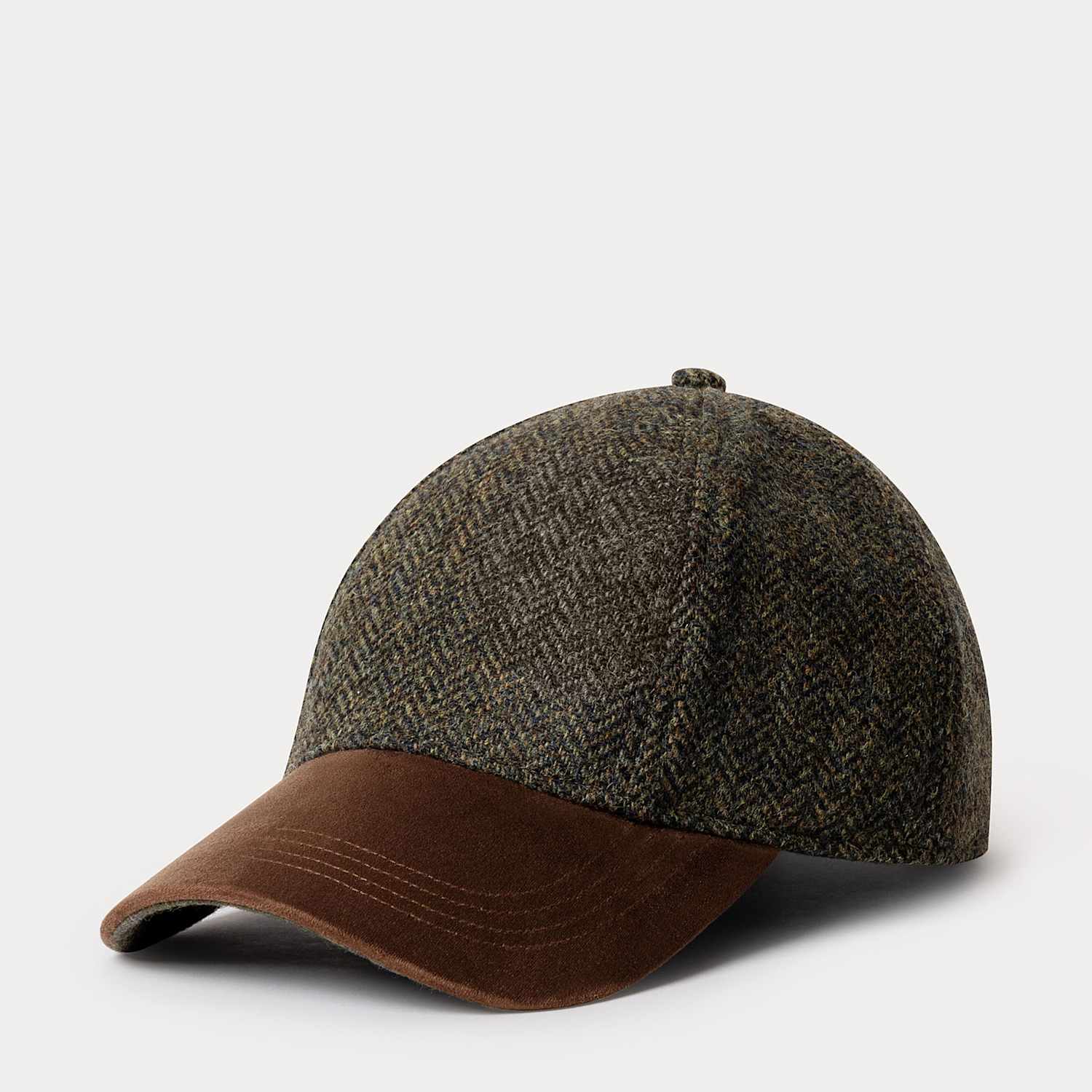Hackett Men's Wool Rich Herringbone Tartan Baseball Cap - Khaki Mix - Available at M&S