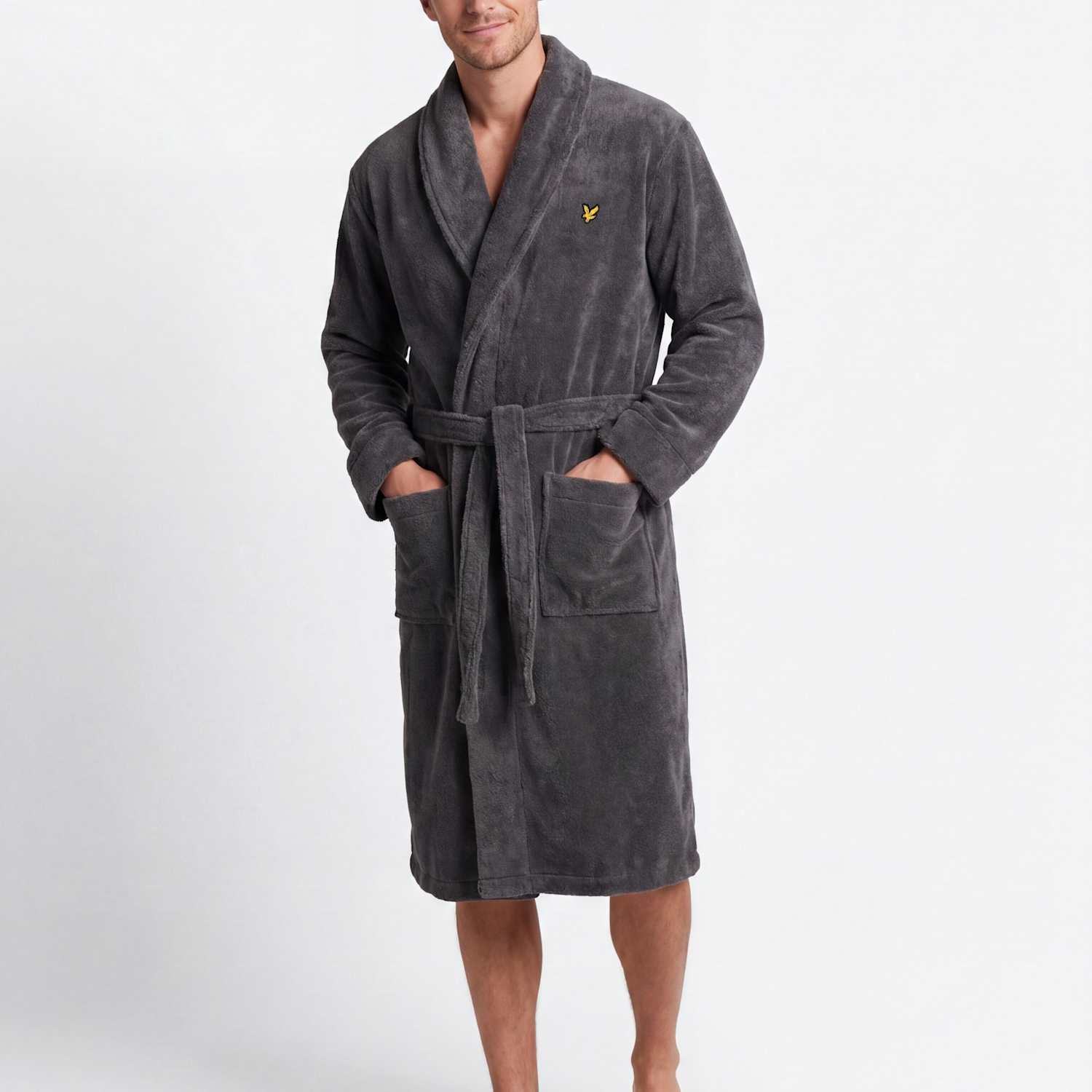 Lyle & Scott Men's Cotton Blend Dressing Gown - S - Dark Grey - Available at M&S