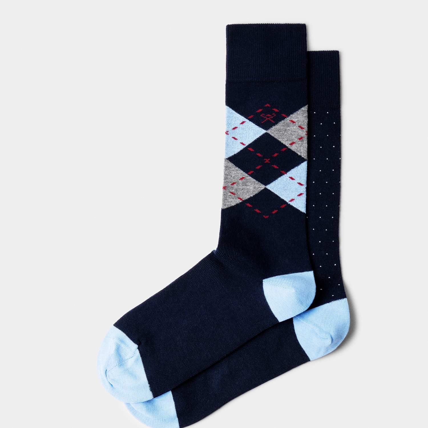 Hackett Men's 2 Pack Argyle & Polka Dot Cotton Rich Socks - S - M - Blue Mix - Available at M&S