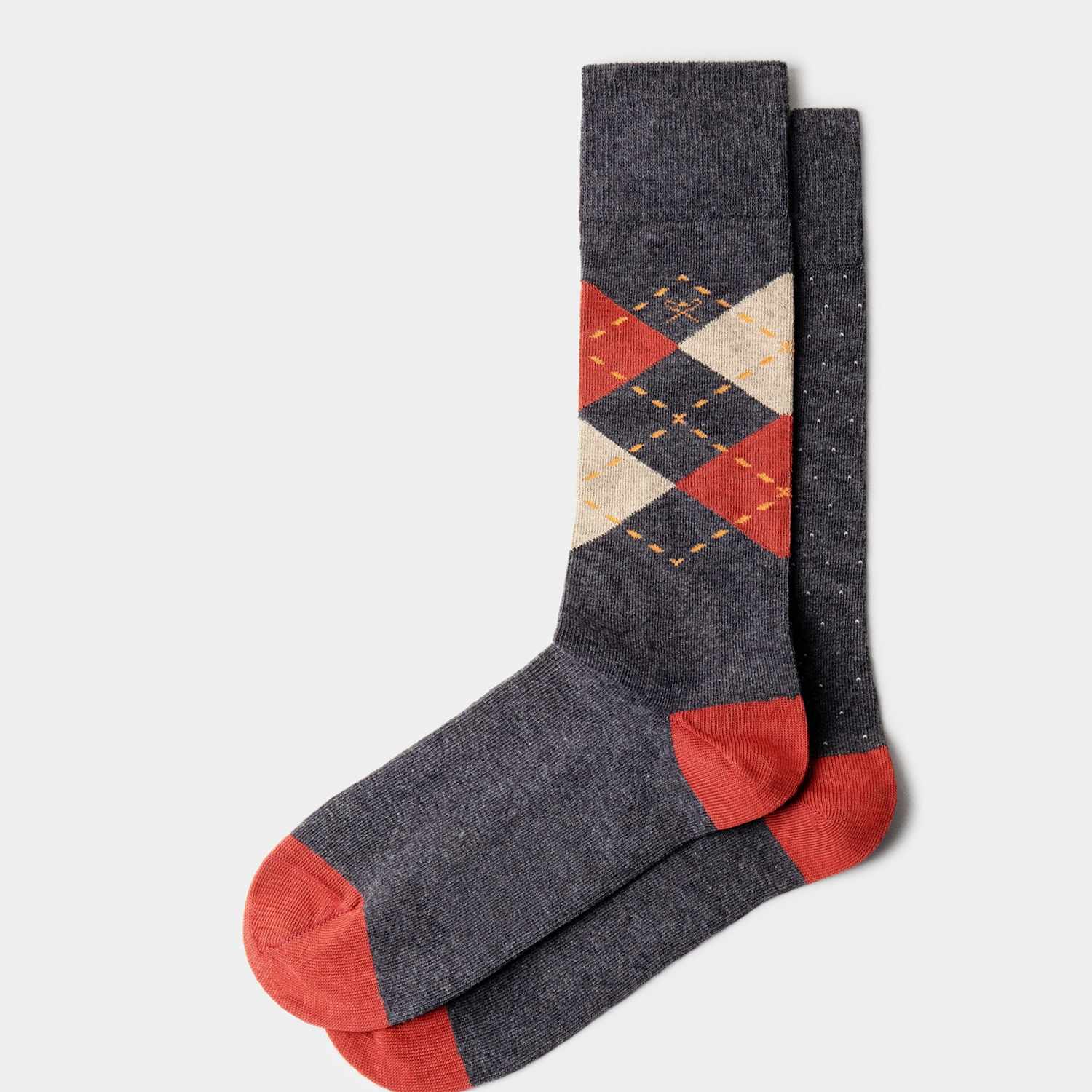 Hackett Men's 2 Pack Argyle & Polka Dot Cotton Rich Socks - S - M - Grey Mix - Available at M&S