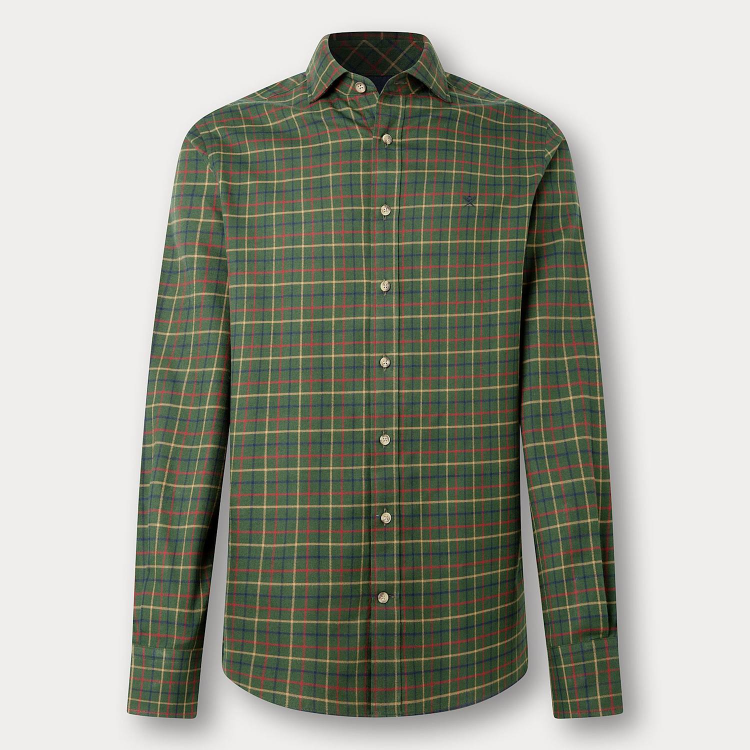 Hackett Men's Tailored Fit Pure Cotton Check Flannel Shirt - XL - Khaki Mix - Available at M&S