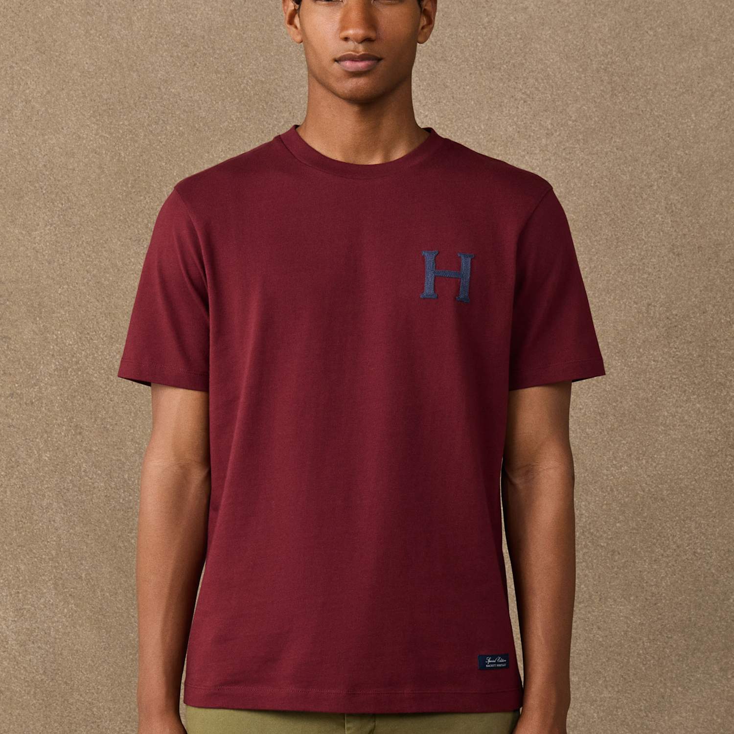 Hackett Men's Pure Cotton Back Logo Graphic T-Shirt - L - Dark Red - Available at M&S