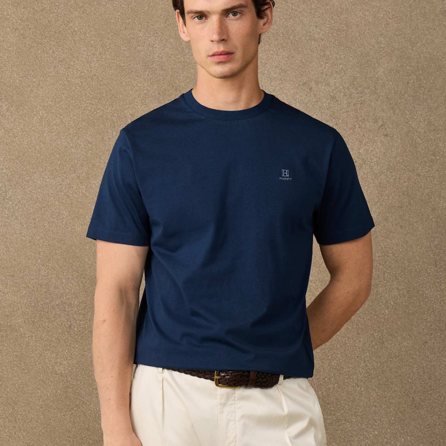 Hackett Men's Pure Cotton Crew Neck T-Shirt - L - Navy - Available at M&S