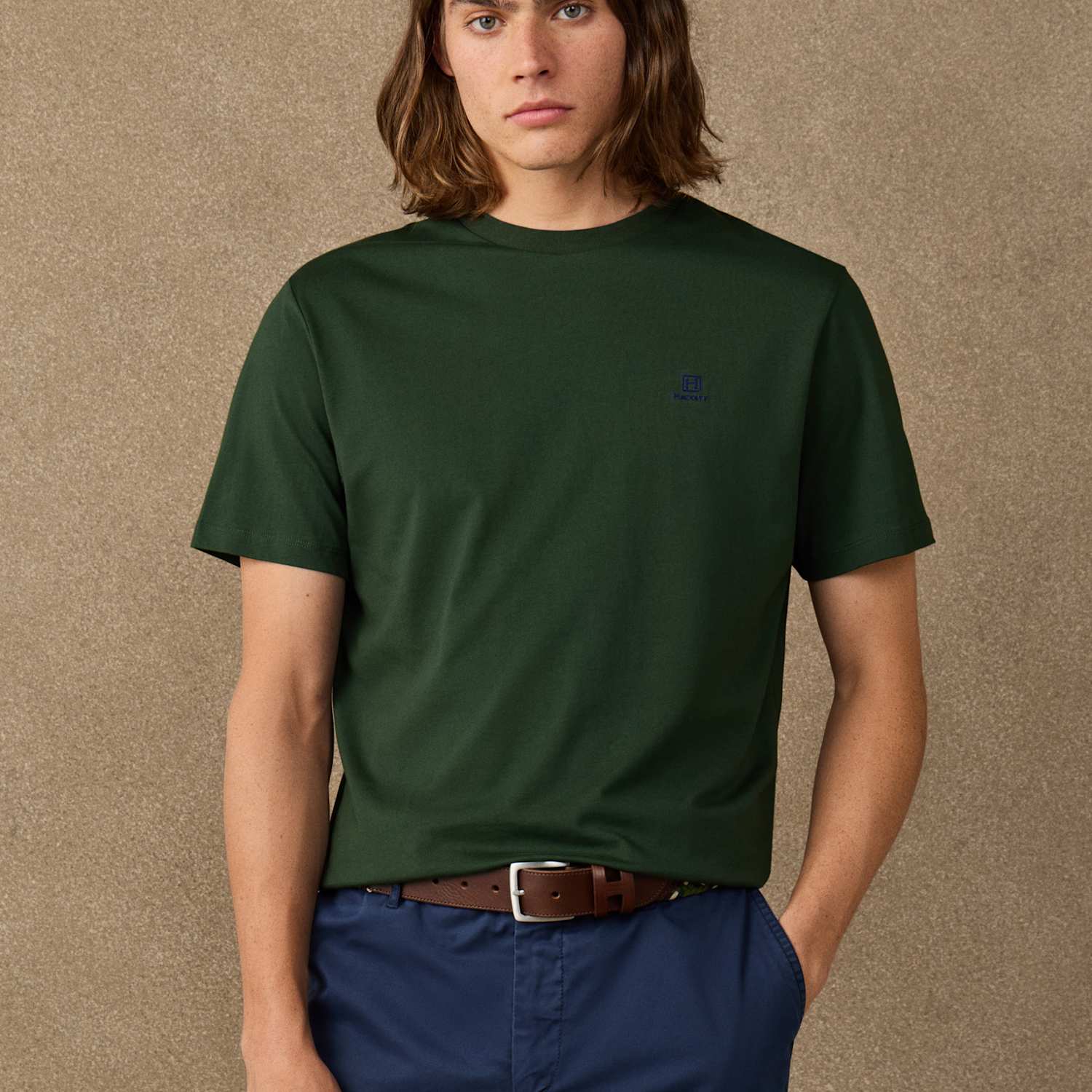 Hackett Men's Pure Cotton Crew Neck T-Shirt - XL - Dark Green - Available at M&S