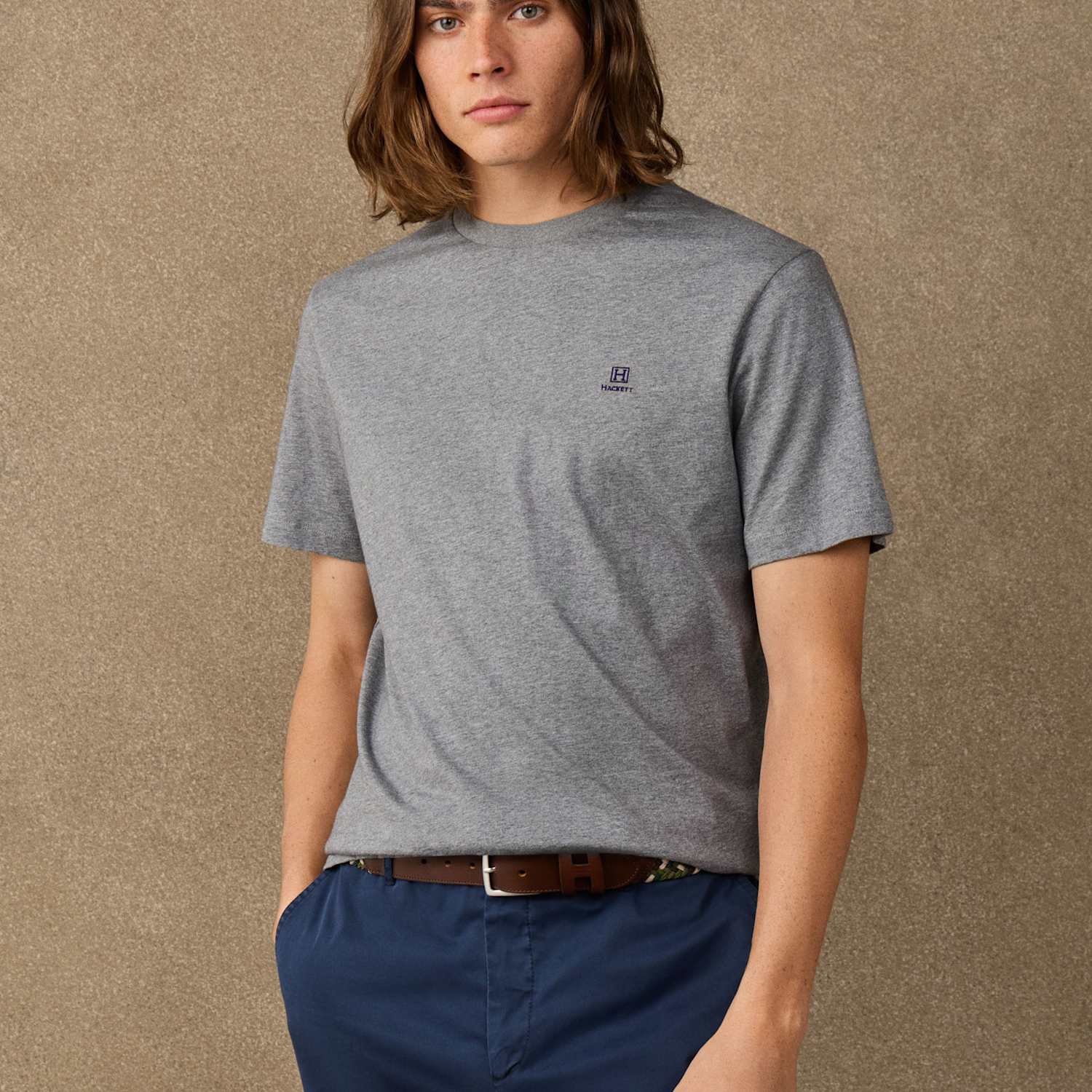 Hackett Men's Pure Cotton Crew Neck T-Shirt - L - Grey - Available at M&S