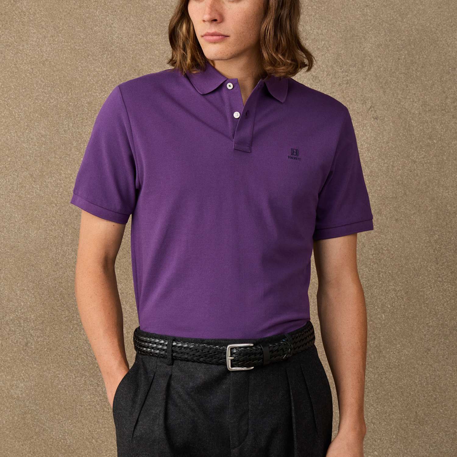 Hackett Men's Pure Cotton Polo Shirt - L - Purple - Available at M&S