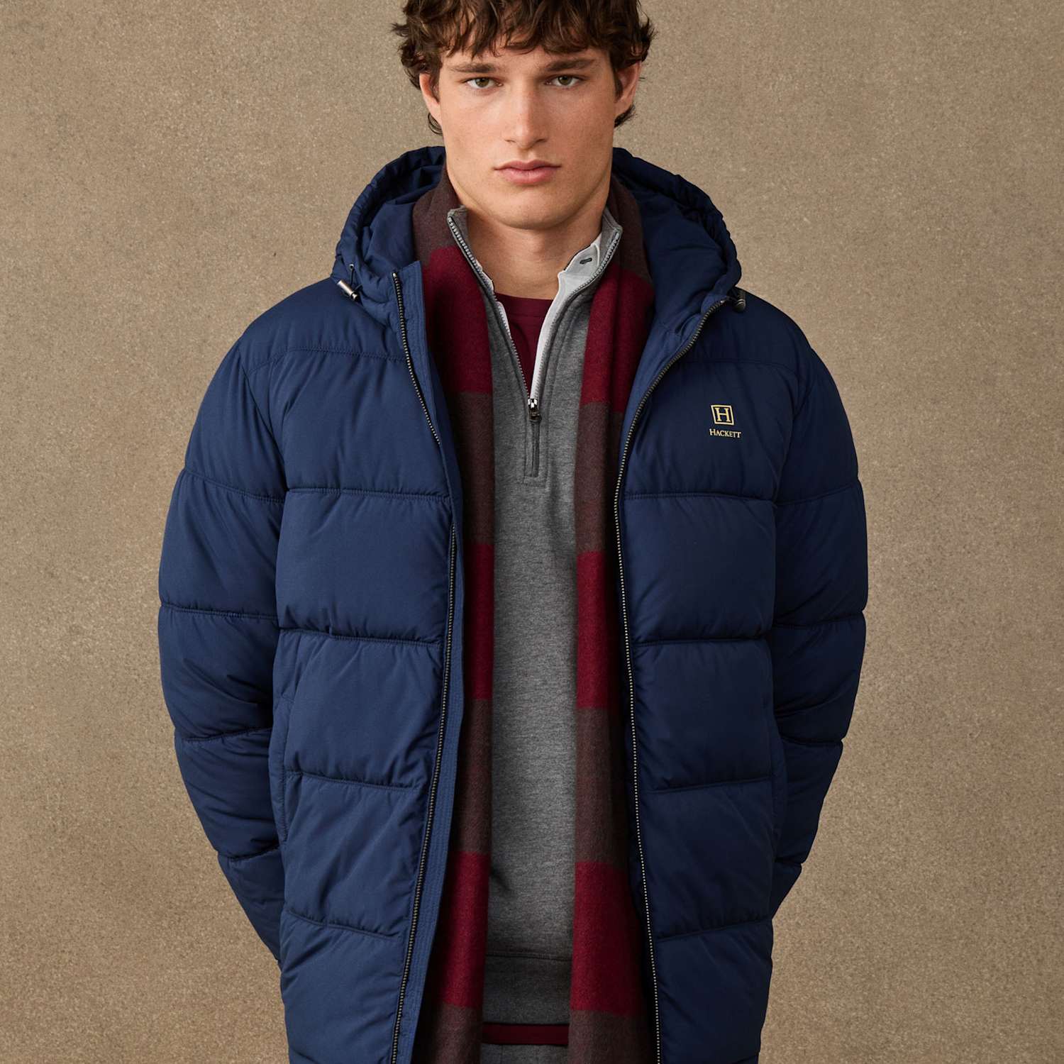 Hackett Men's Regular Fit Hooded Puffer Jacket - L - Navy - Available at M&S