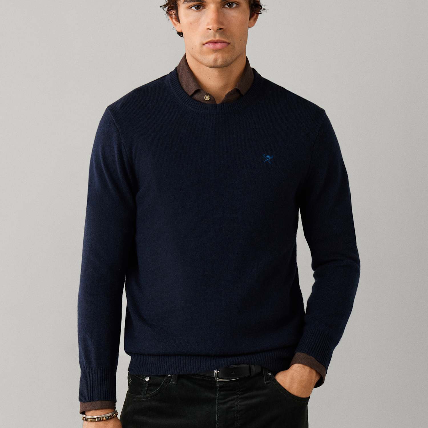 Hackett Men's Pure Lambswool Crew Neck Jumper - XL - Navy - Available at M&S
