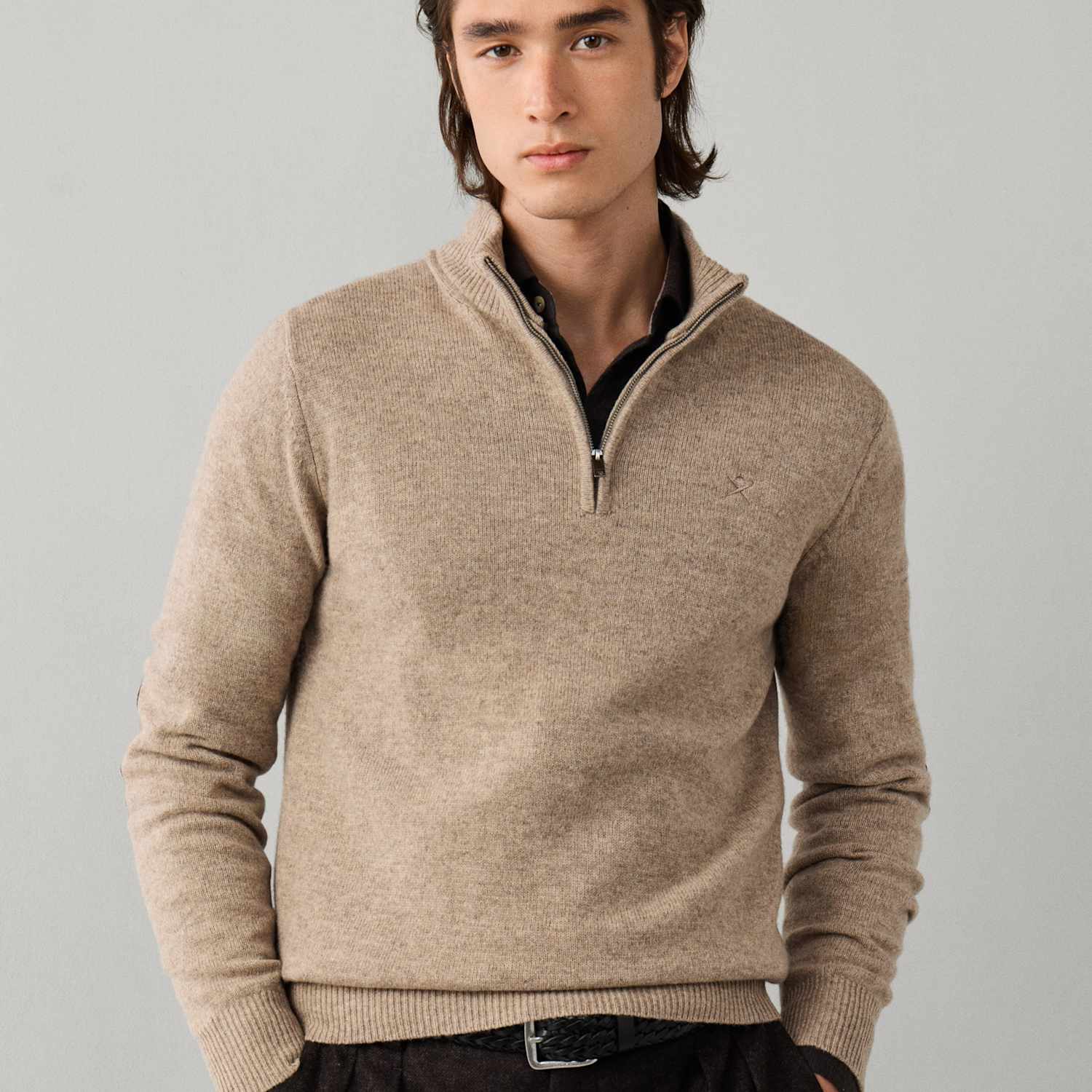 Hackett Men's Lambswool Half Zip Jumper - M - Cream - Available at M&S