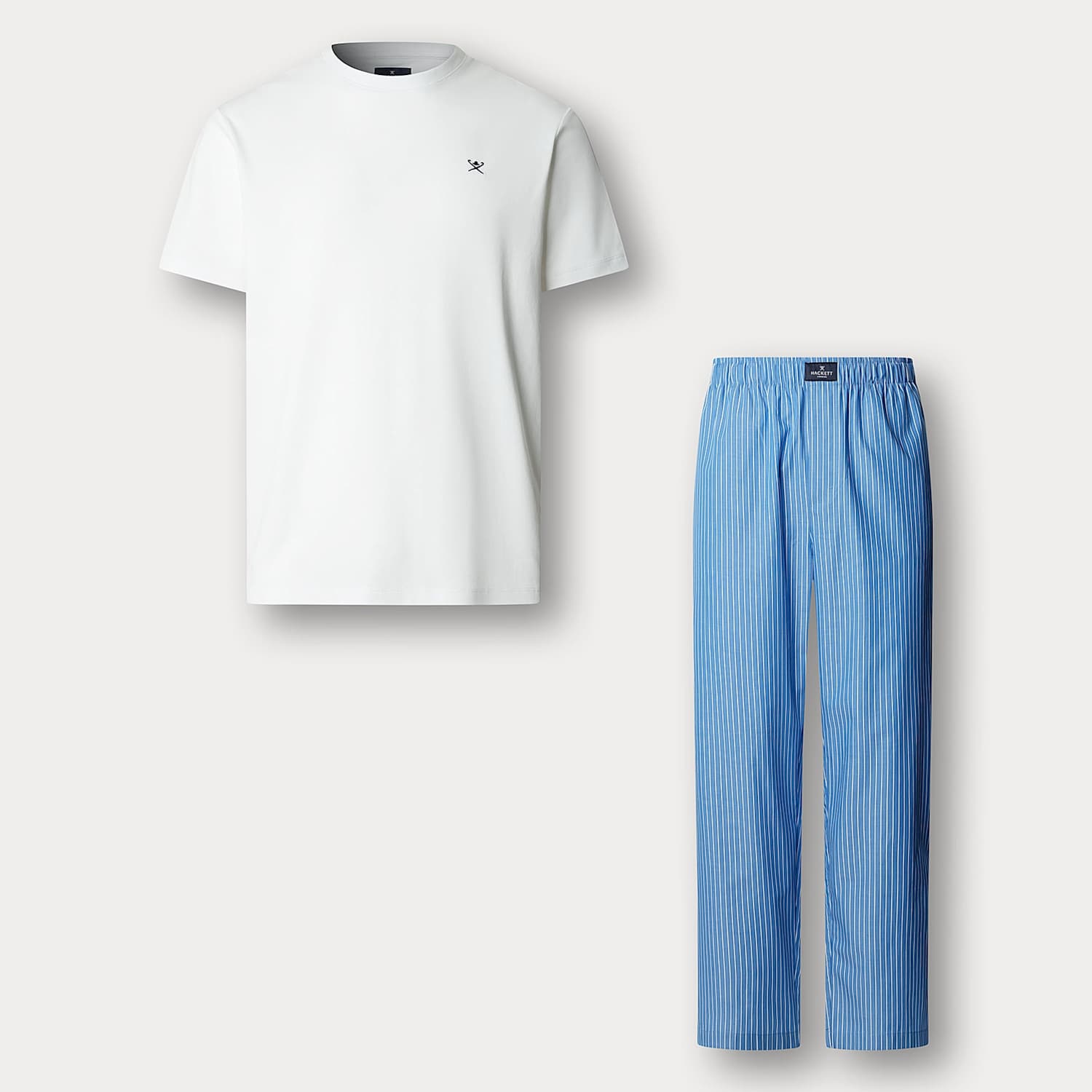 Hackett Men's Pure Cotton Striped Pyjama Set - M - Blue Mix - Available at M&S