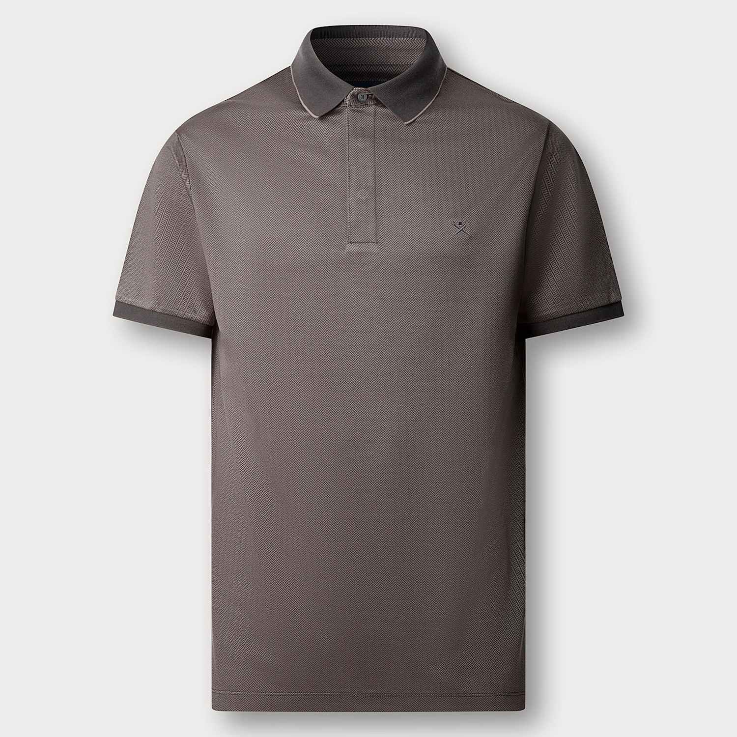 Hackett Men's Pure Cotton Herringbone Tipped Polo Shirt - L - Grey - Available at M&S