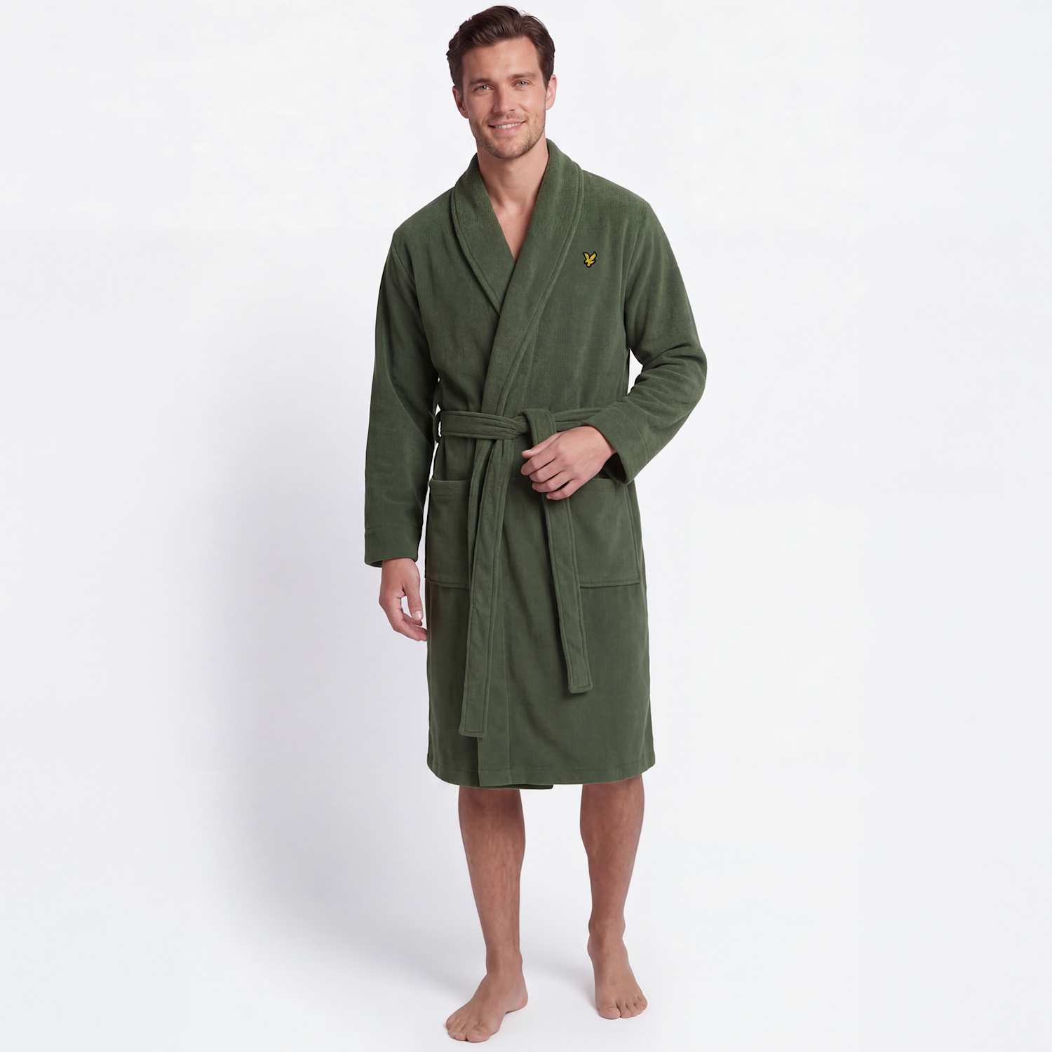 Lyle & Scott Men's Cotton Blend Bathrobe - S - Green - Available at M&S