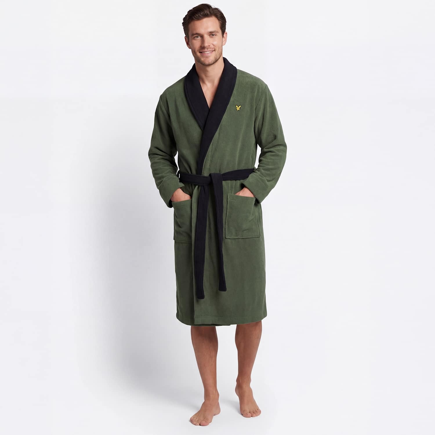 Lyle & Scott Men's Cotton Blend Bathrobe - 2XL - Green - Available at M&S