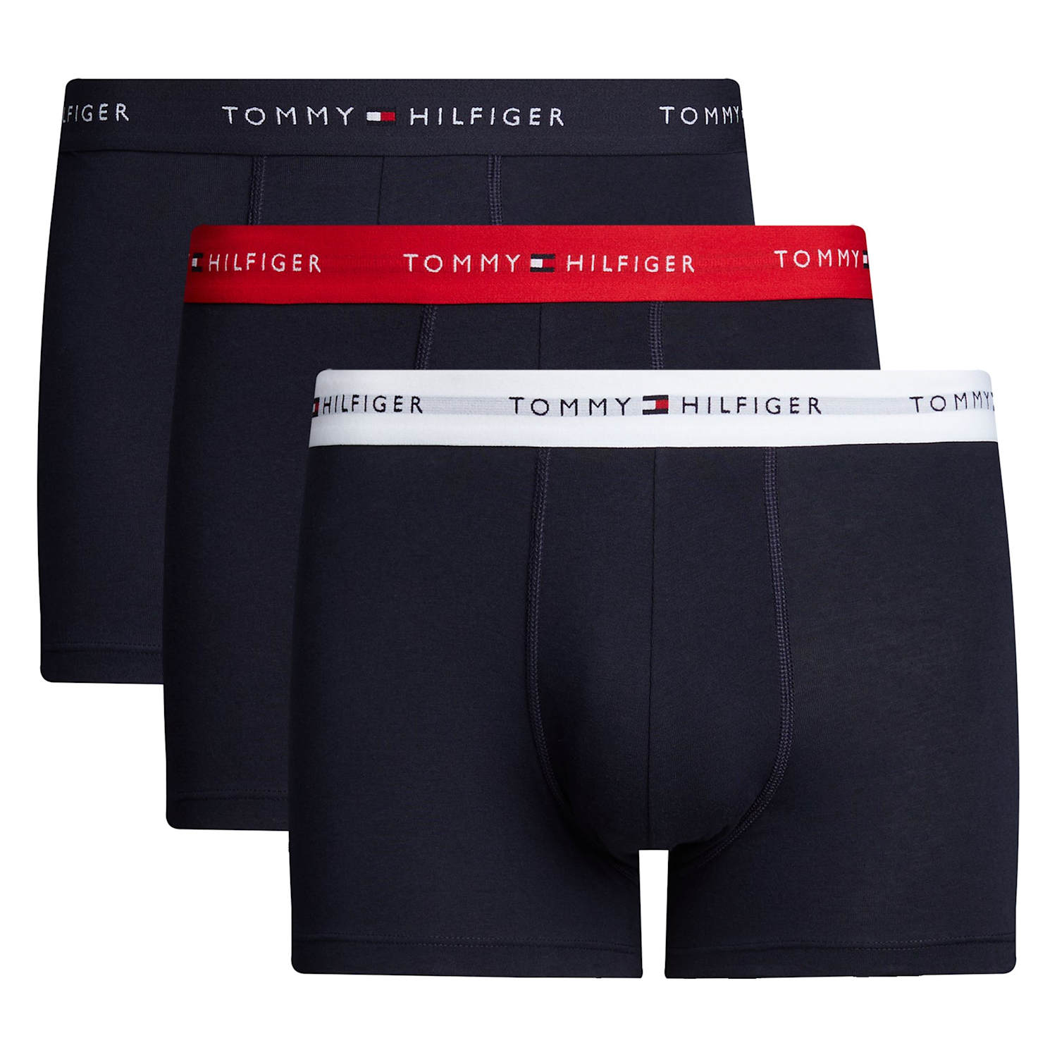 Tommy Hilfiger Men's 3 Pack Signature Cotton Stretch Trunks - S - Navy Mix - Available at M&S