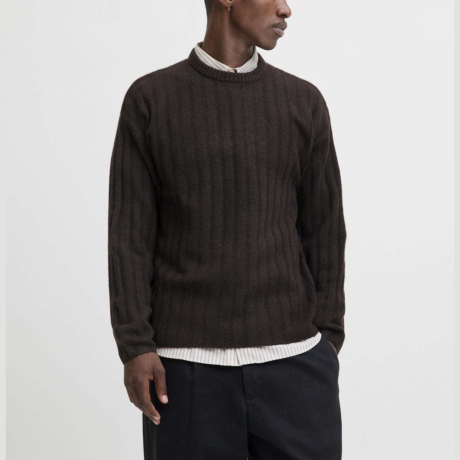 Jack & Jones Men's Ribbed Jumper - 2XL - Brown - Available at M&S