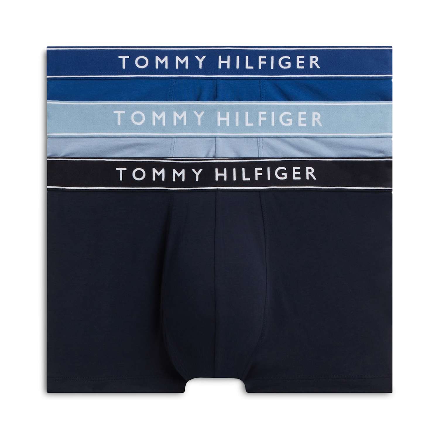 Tommy Hilfiger Men's 3 Pack Everyday Essentials Cotton Rich Trunks - L - Blue Mix - Available at M&S