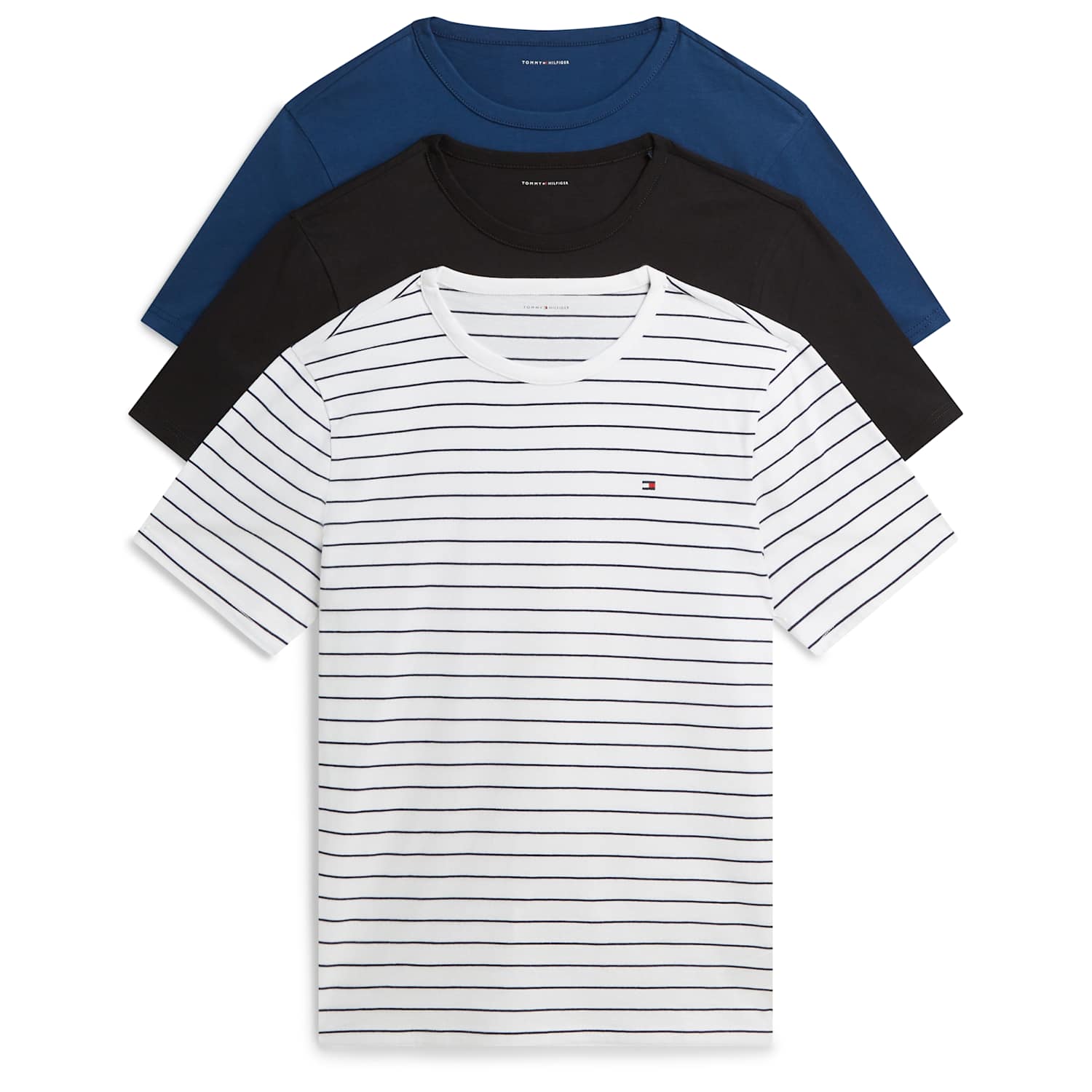 Tommy Hilfiger Men's 3 Pack Pure Cotton T-Shirts - M - Blue Mix - Available at M&S