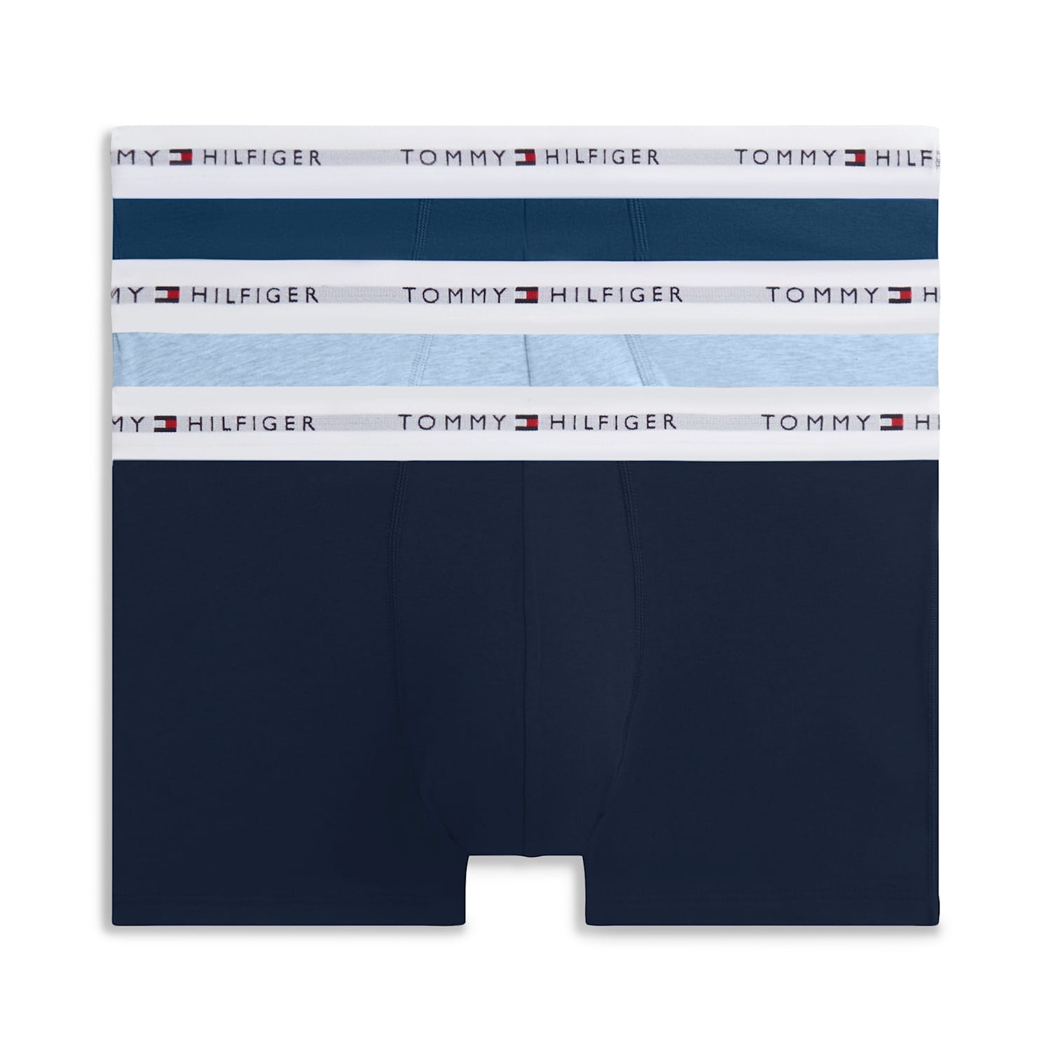 Tommy Hilfiger Men's 3 Pack Signature Essentials Cotton Rich Trunks - L - Blue Mix - Available at M&S