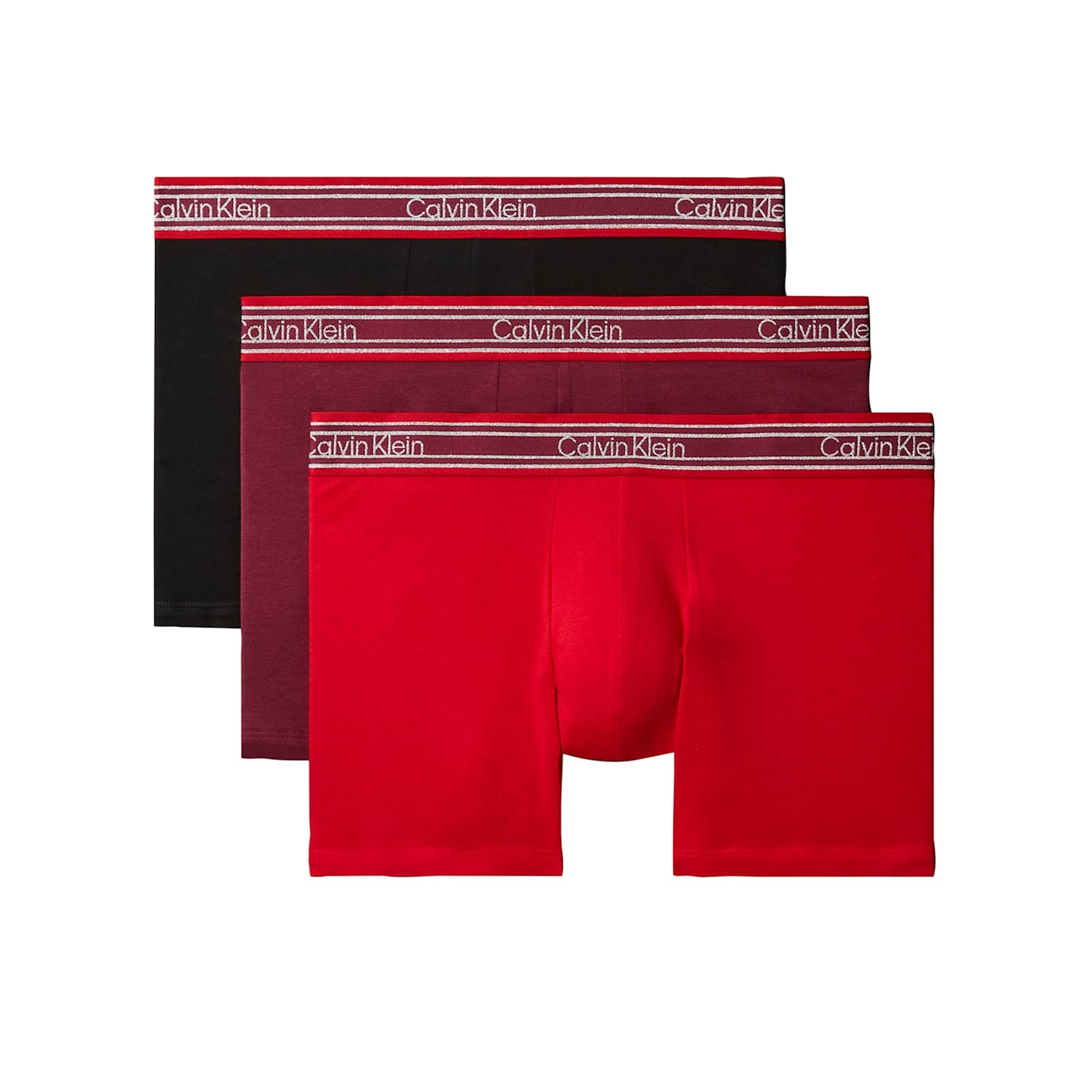 Calvin Klein Men's 3 Pack Icon Cotton Rich Stretch Trunks - S - Red Mix - Available at M&S