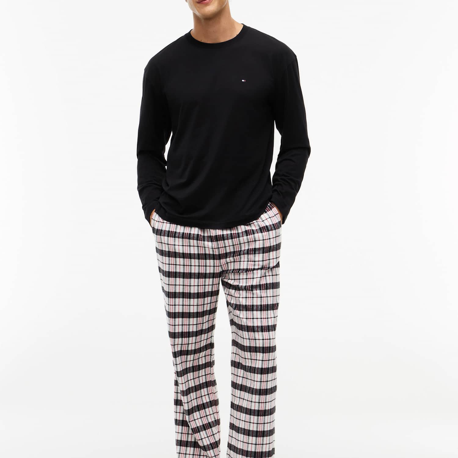 Tommy Hilfiger Men's Pure Cotton Pyjama Top - XL - Black Mix - Available at M&S