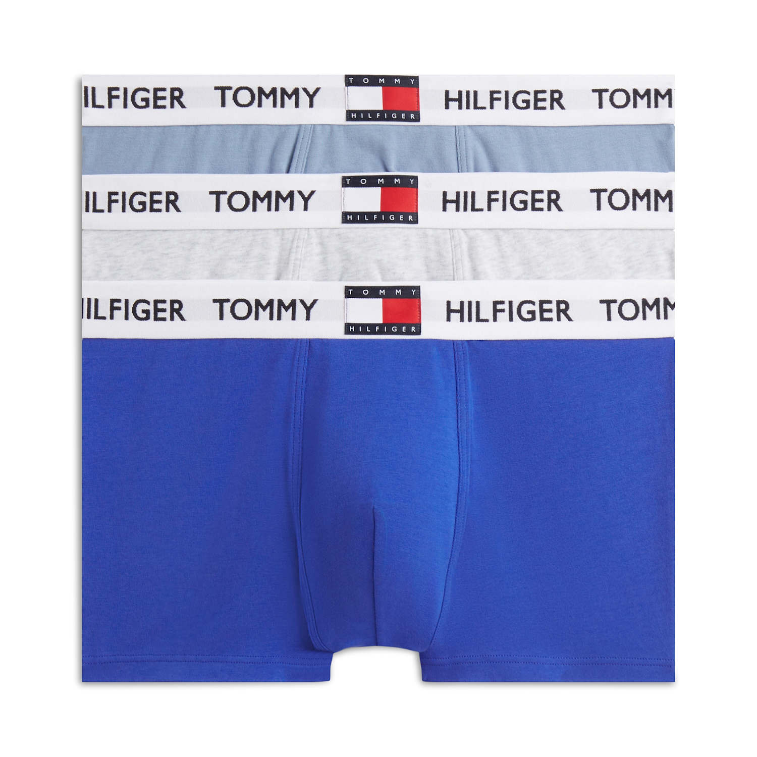Tommy Hilfiger Men's 3 Pack Heritage Cotton Rich Trunks - L - Blue Mix - Available at M&S